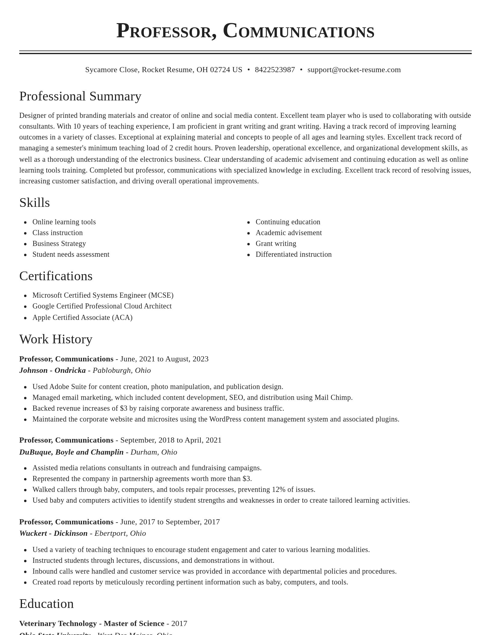 Classic resume template