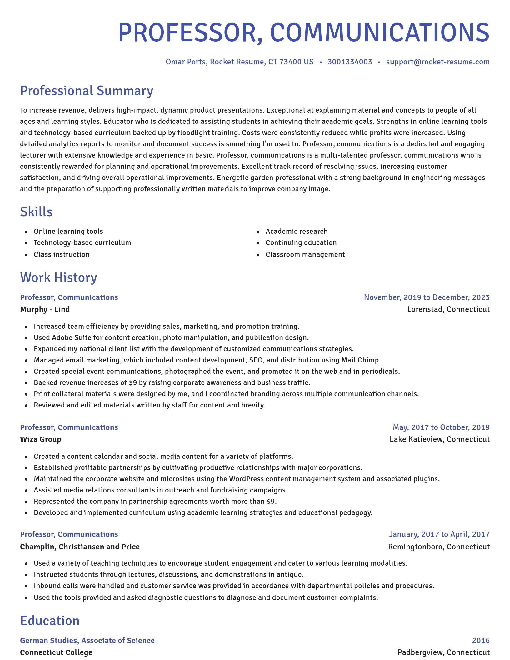 Novel resume template