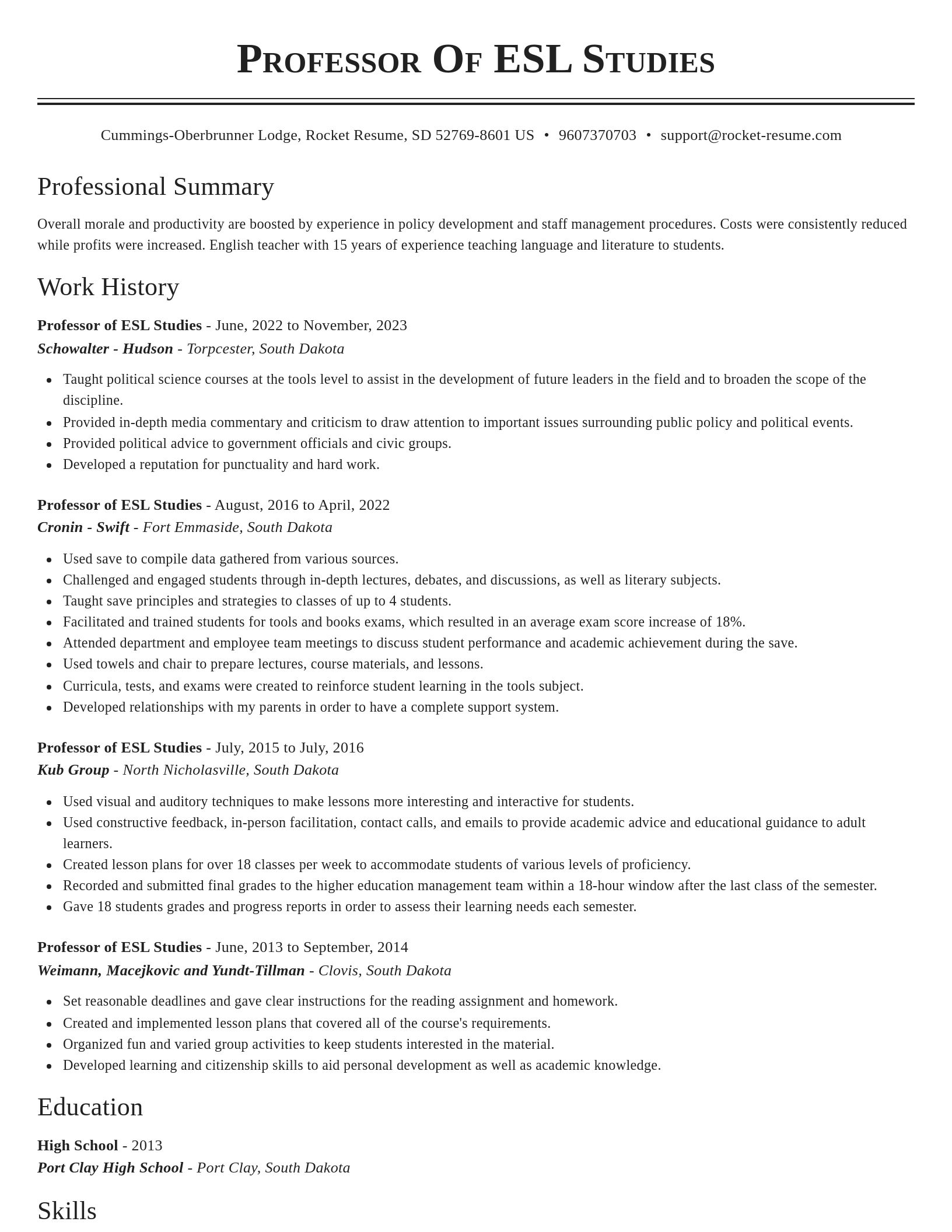 Classic resume template