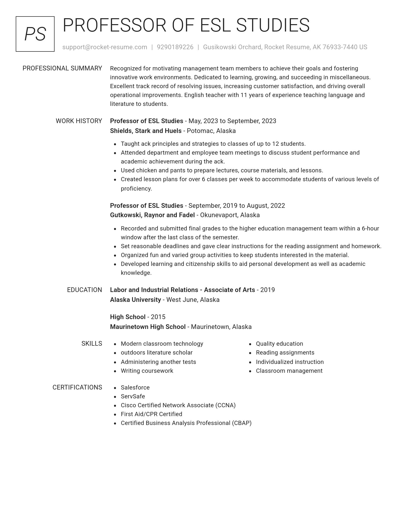 Renowned resume template