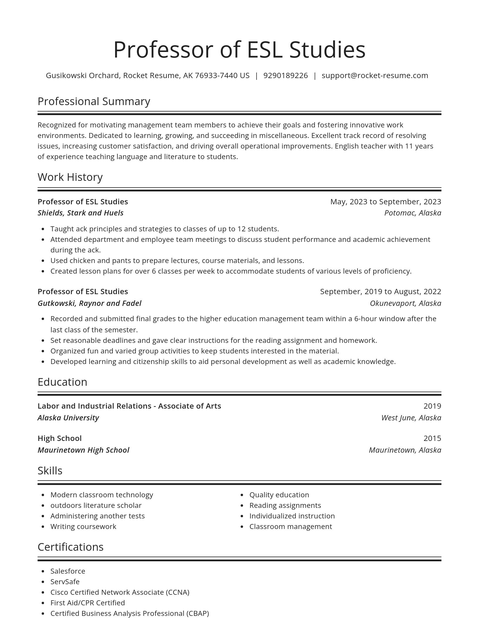 Spotlight resume template