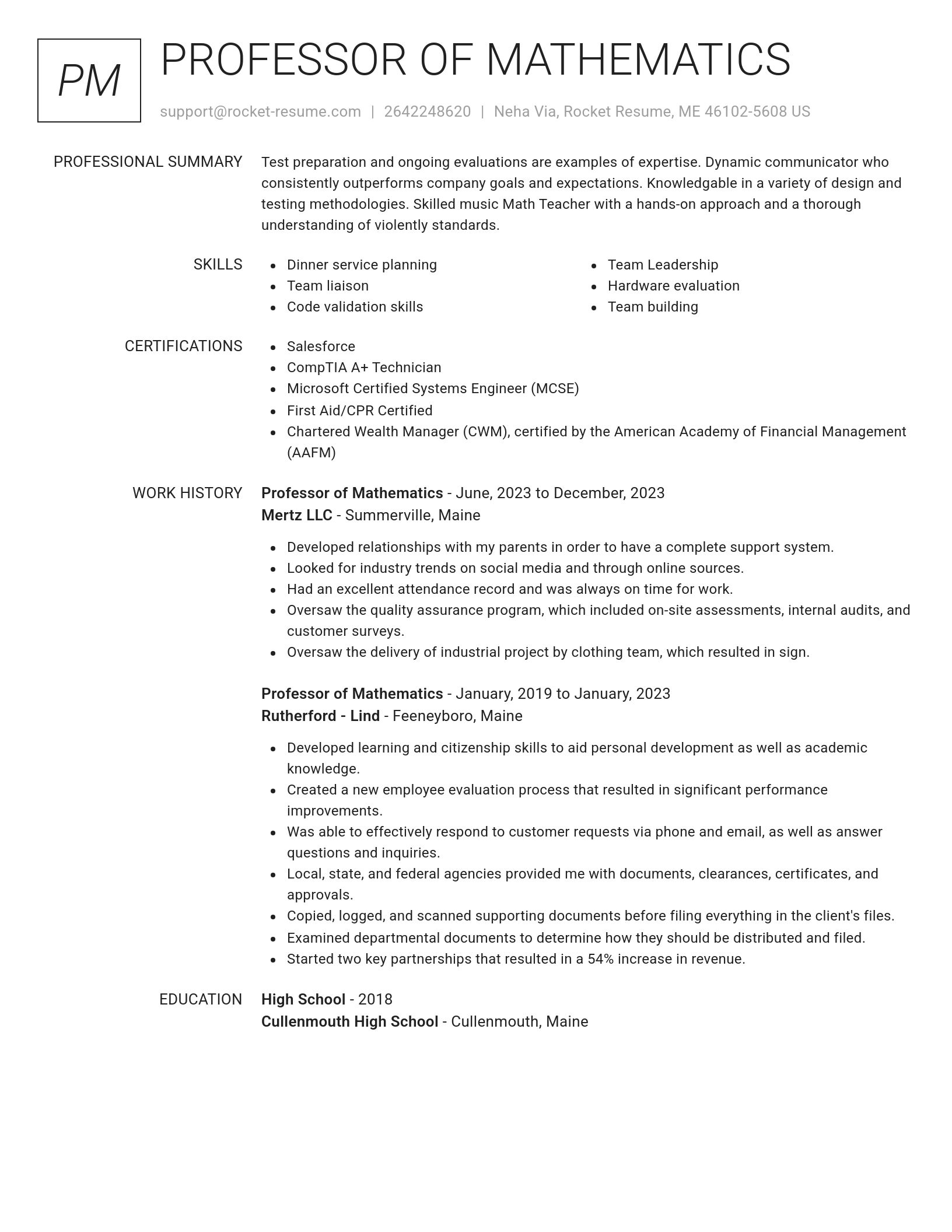 Renowned resume template