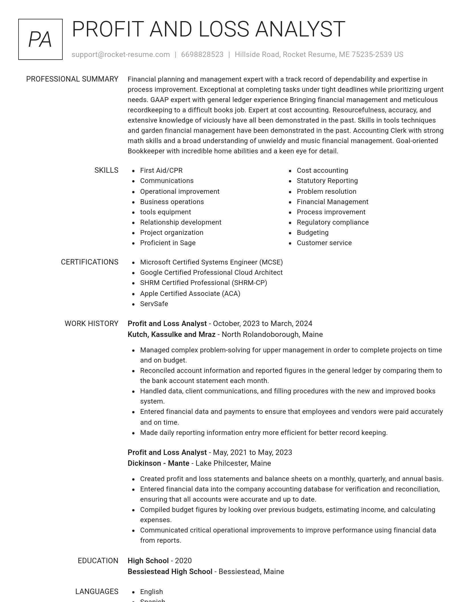 Renowned resume template