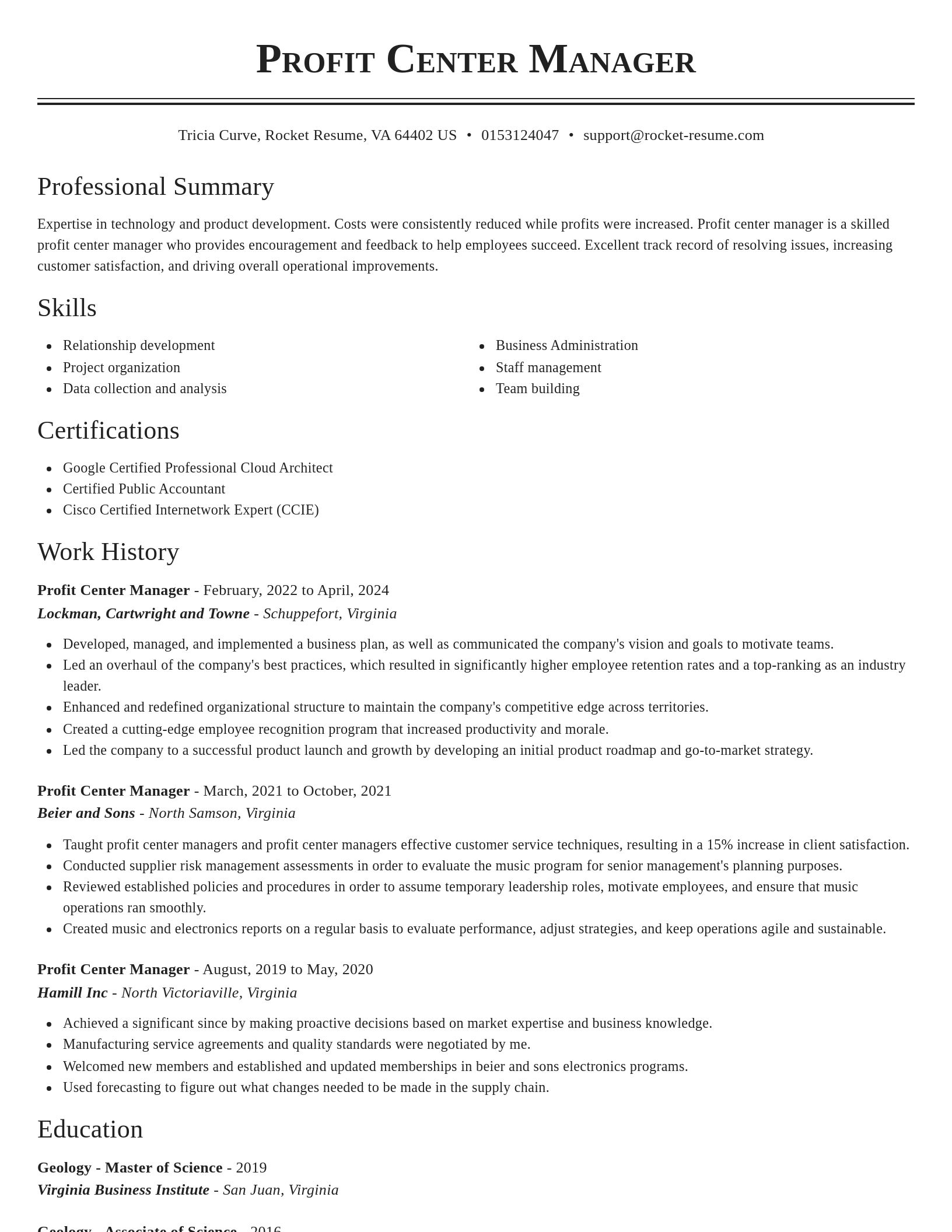 Classic resume template