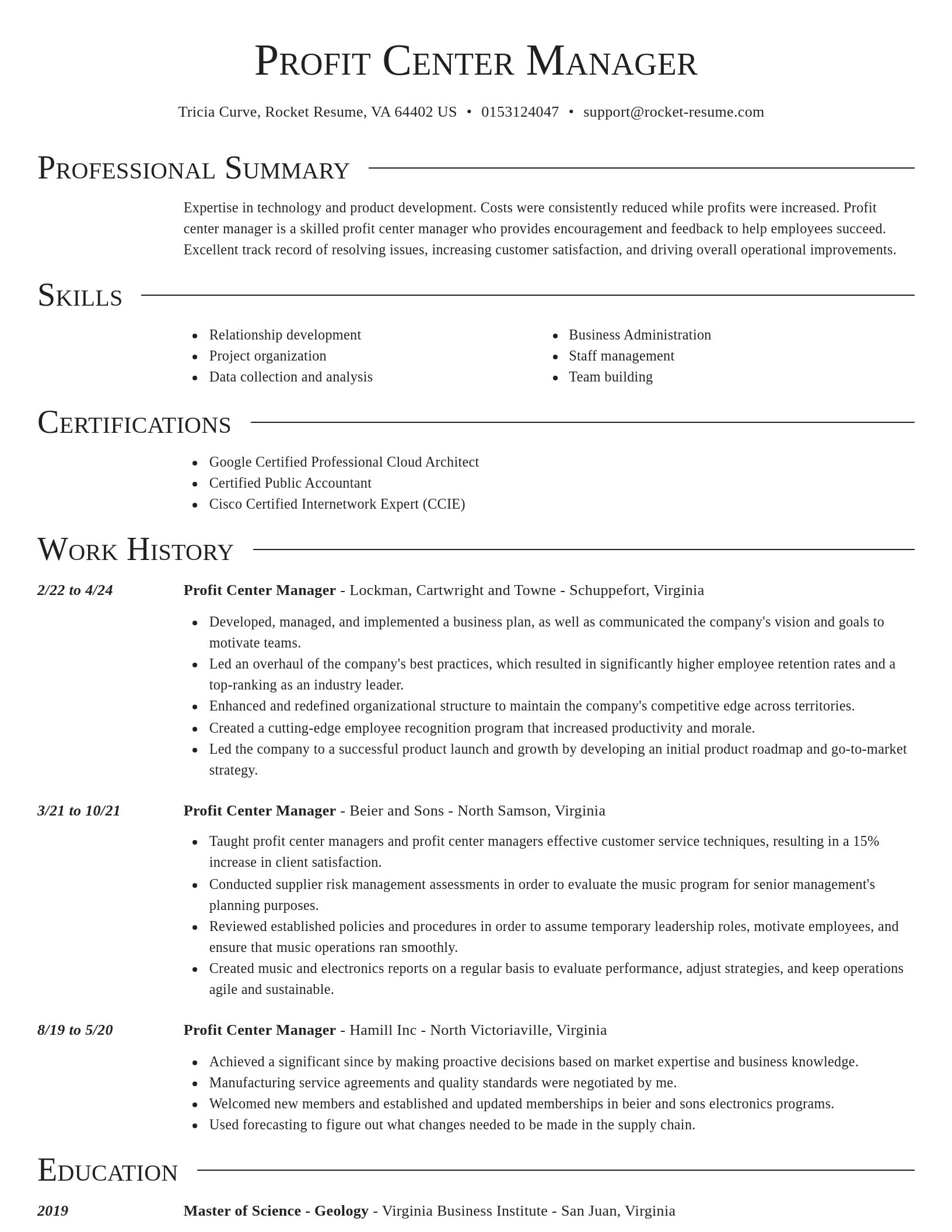 Director resume template