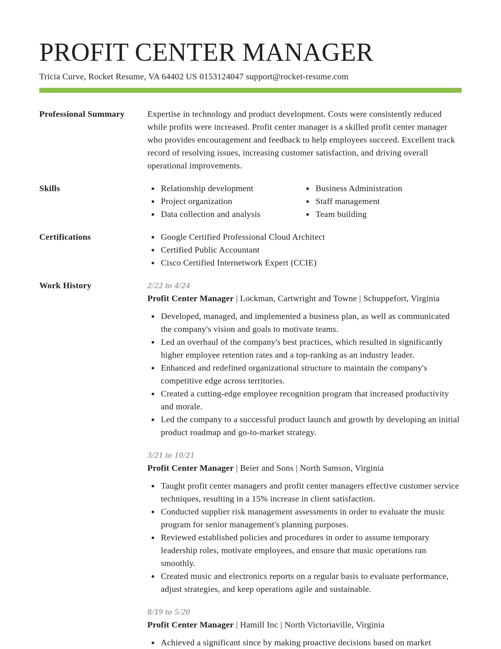 Smart resume template