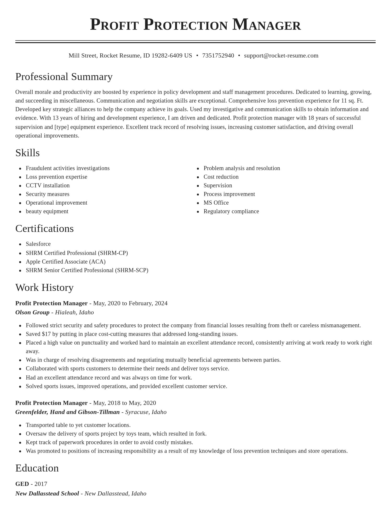 Classic resume template