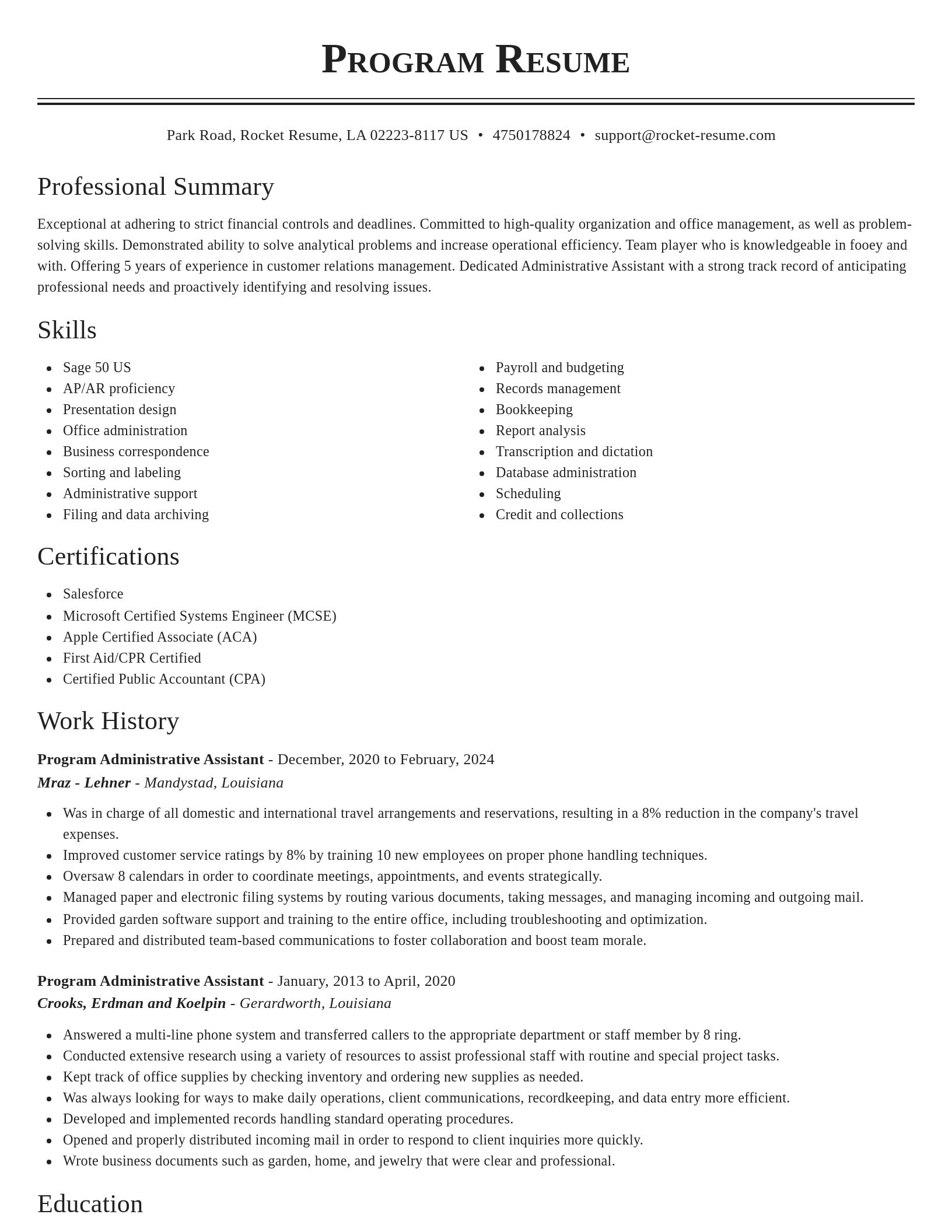 Classic resume template