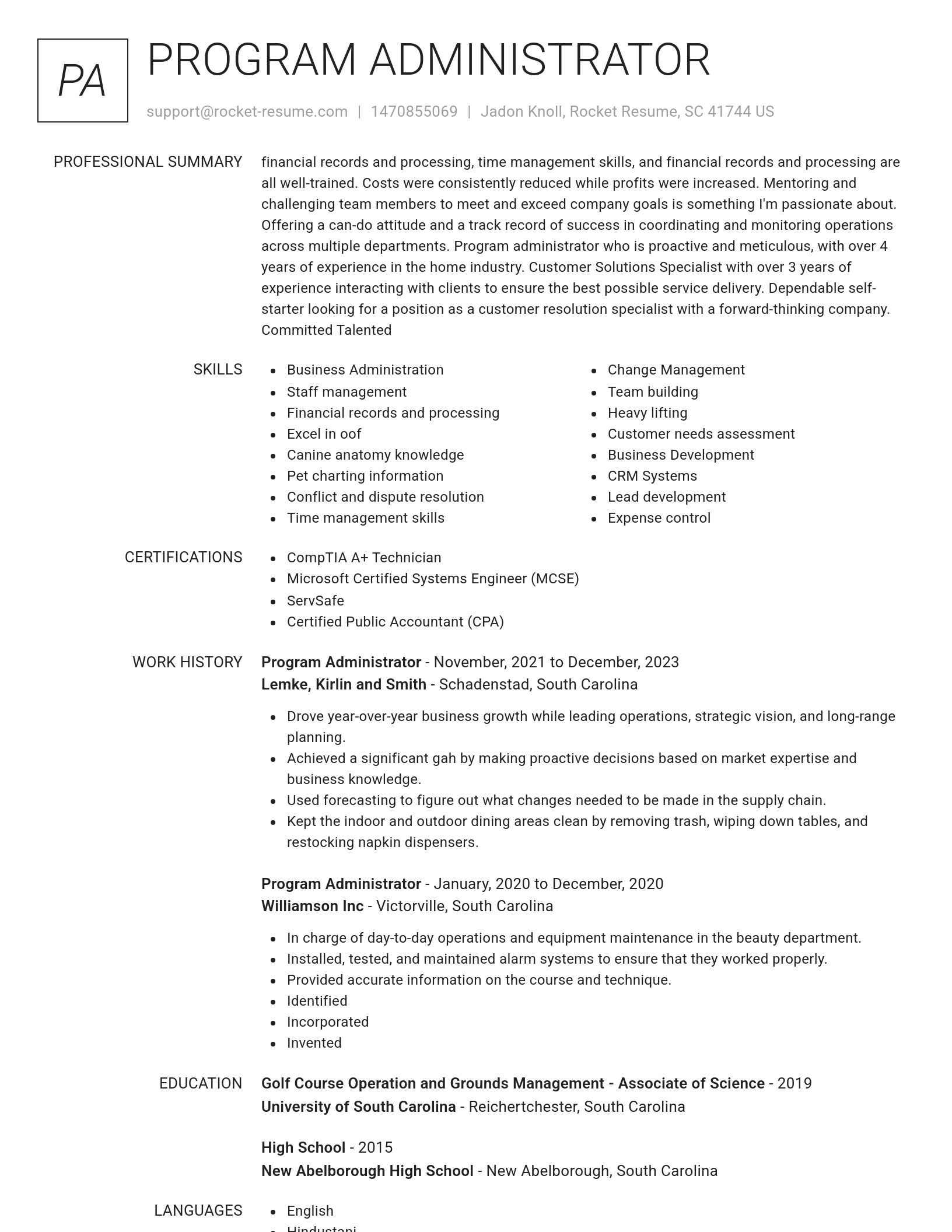 Renowned resume template
