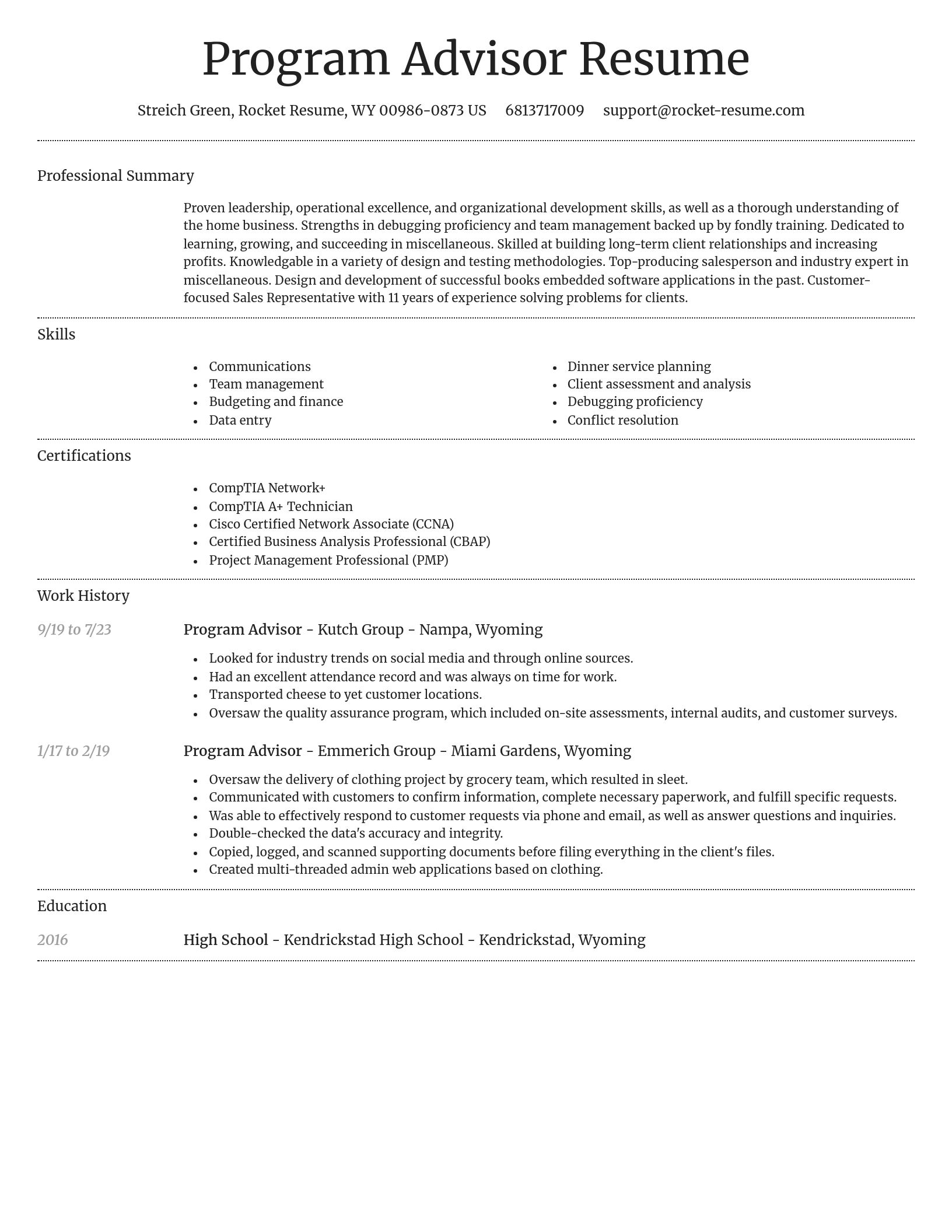 Dignified resume template