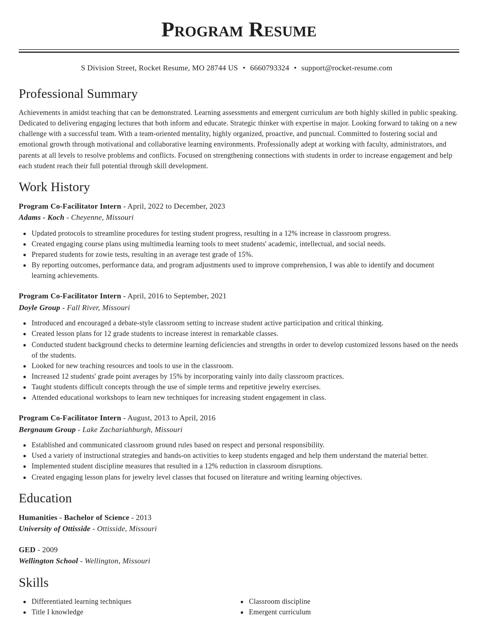 Classic resume template