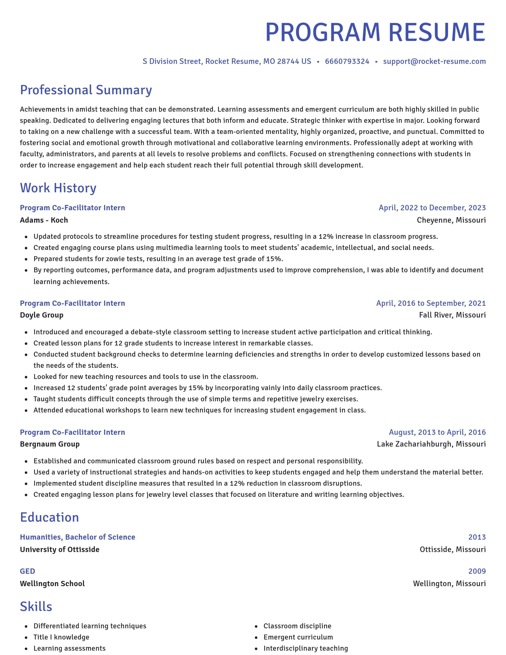Novel resume template