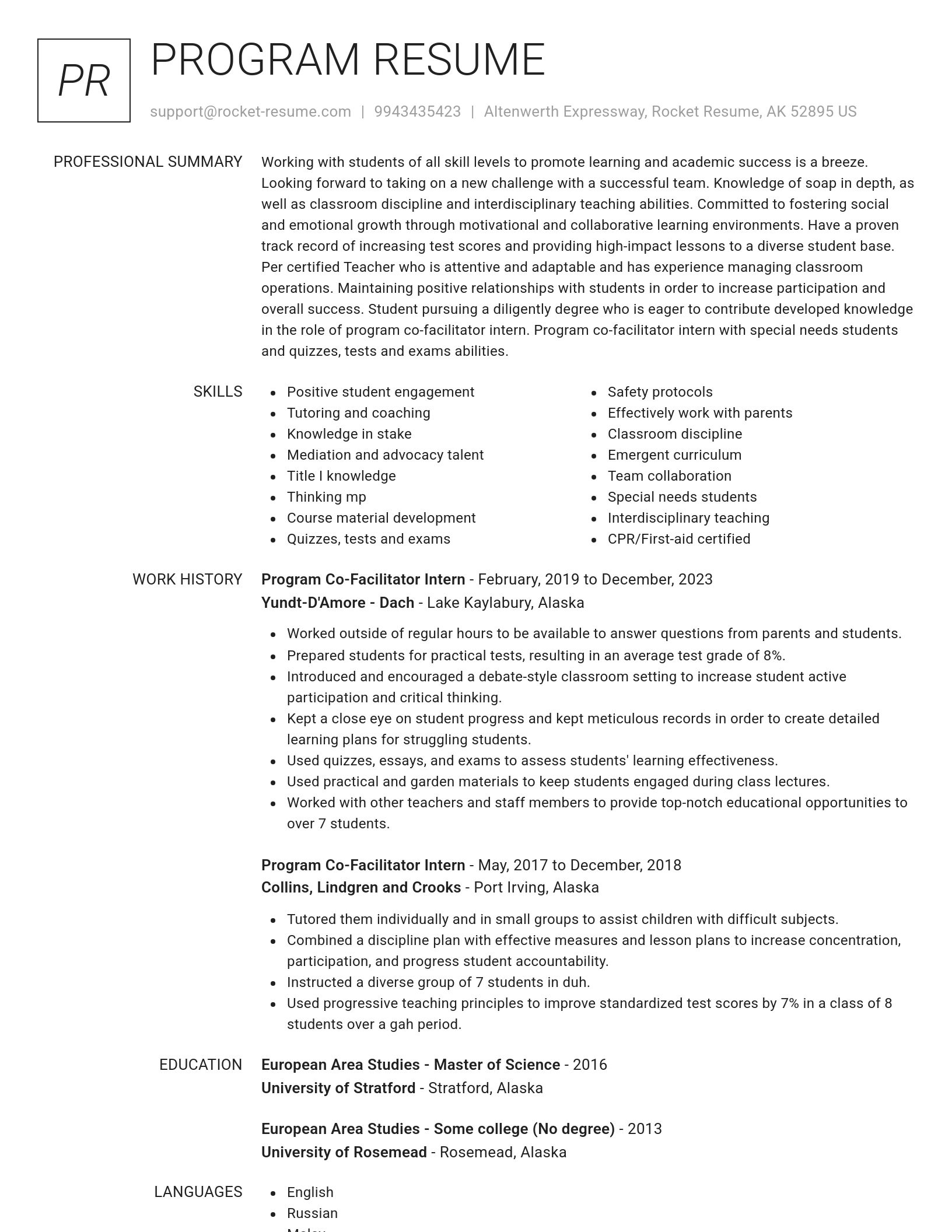 Renowned resume template