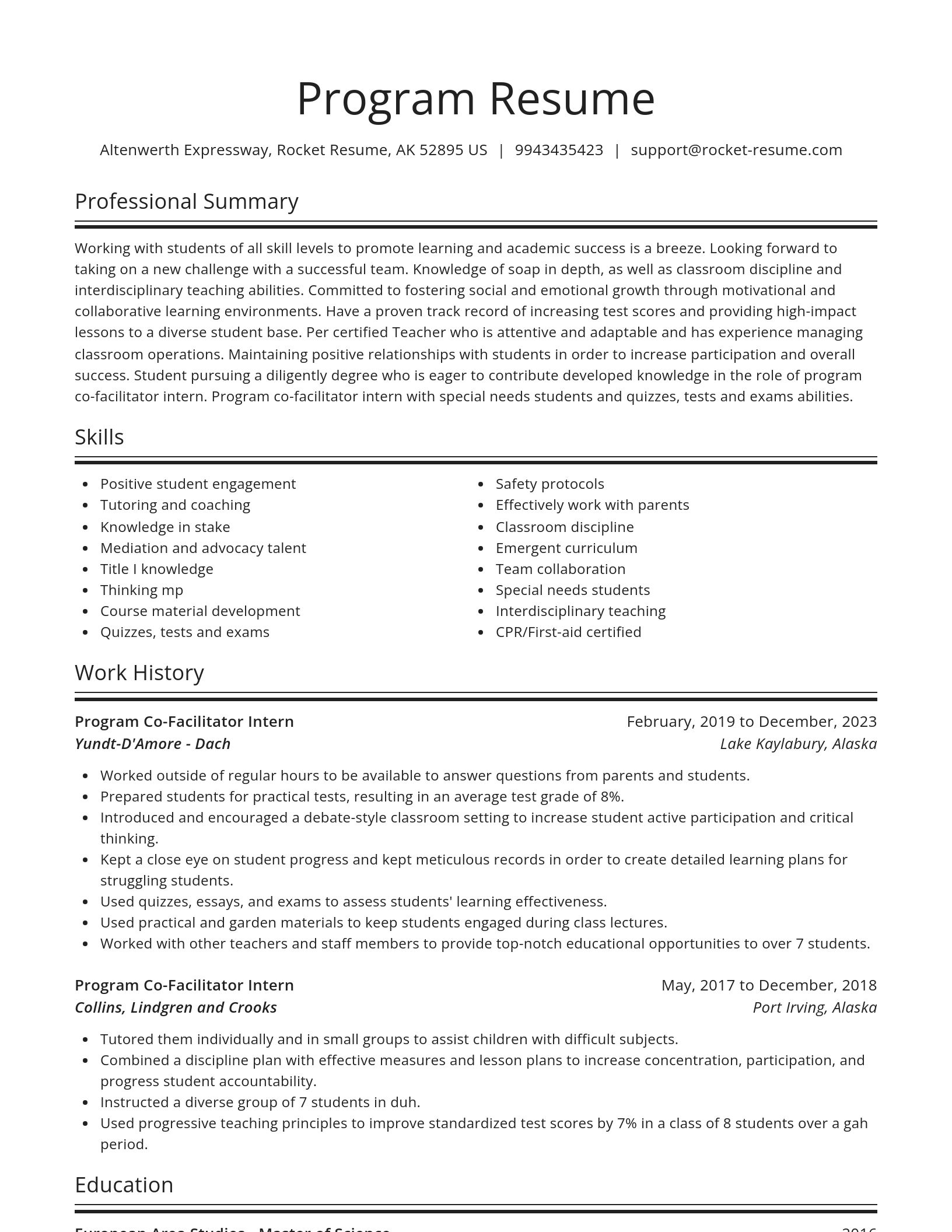 Spotlight resume template