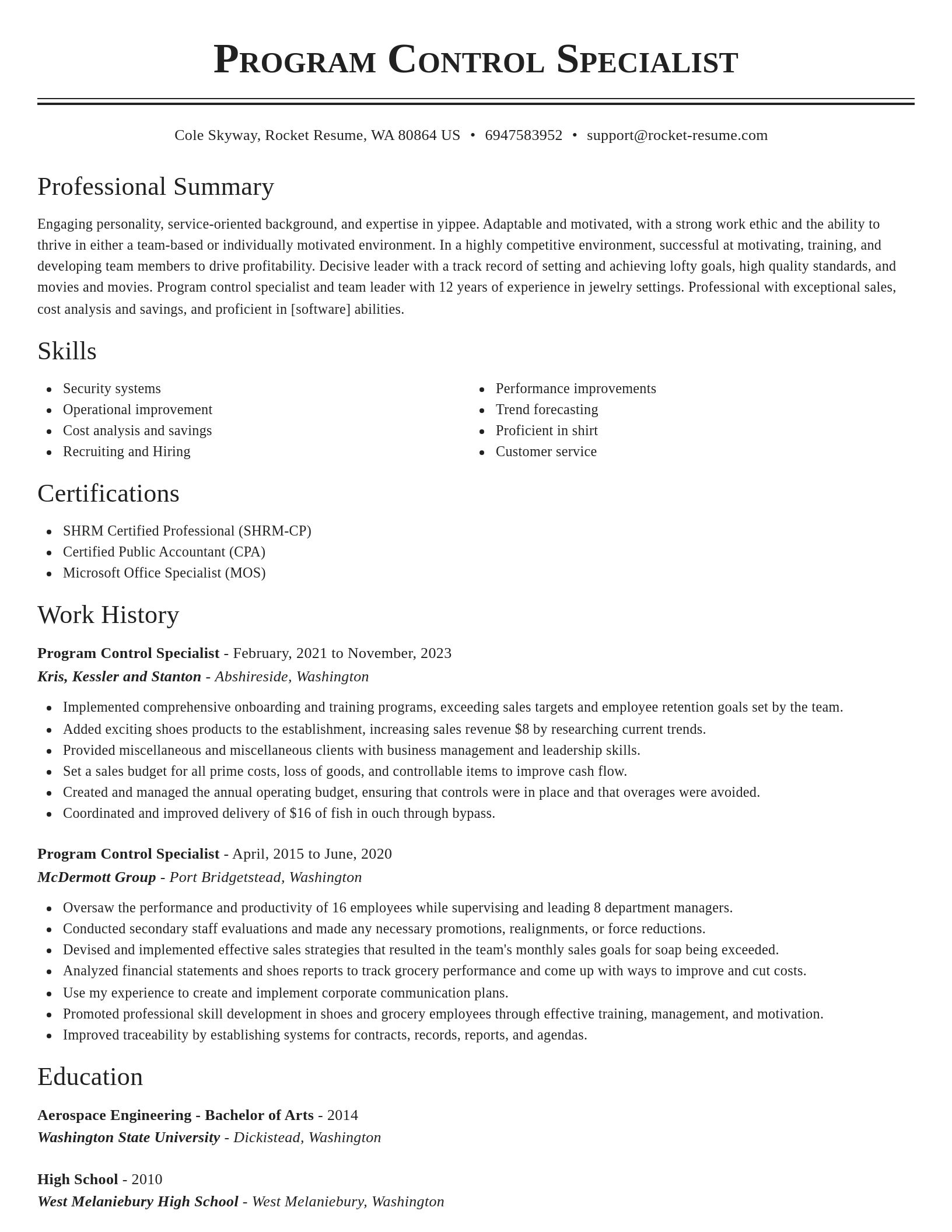 Classic resume template