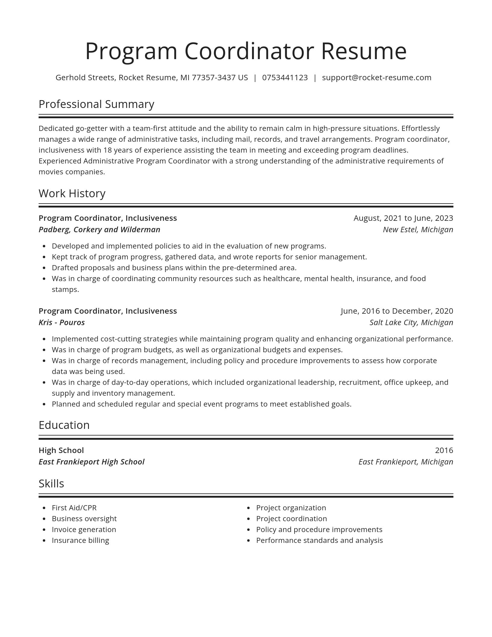 Spotlight resume template