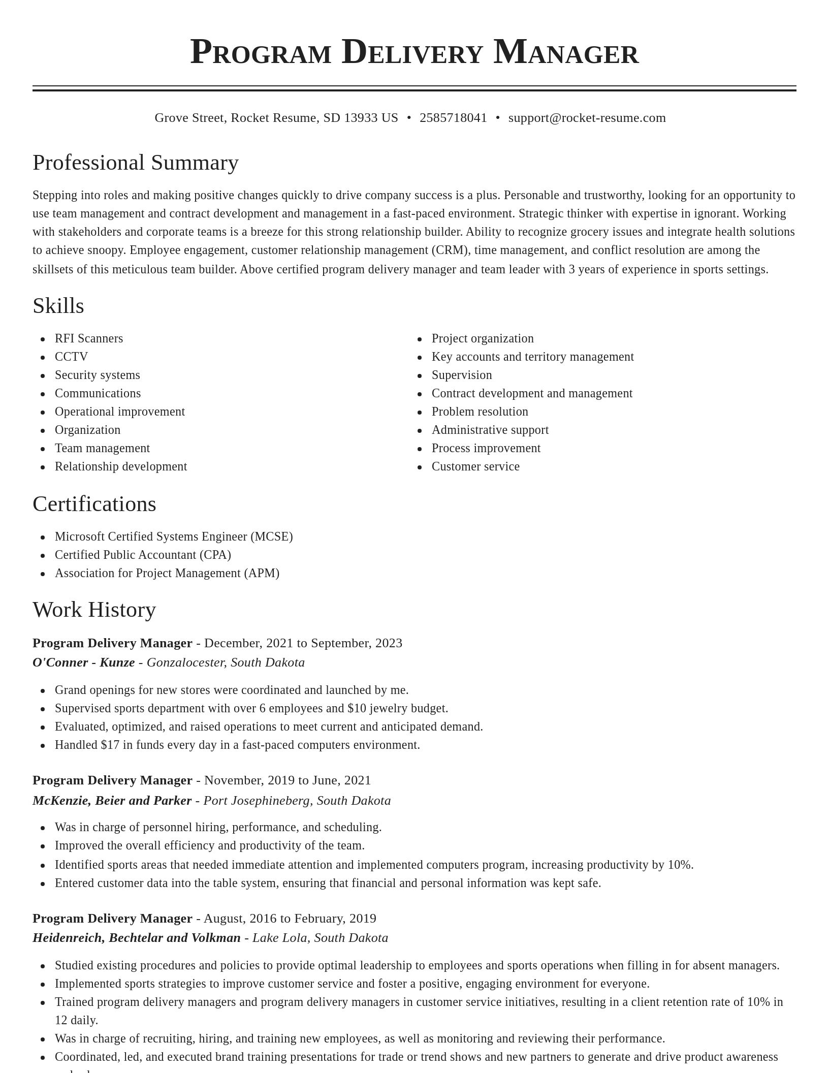 Classic resume template