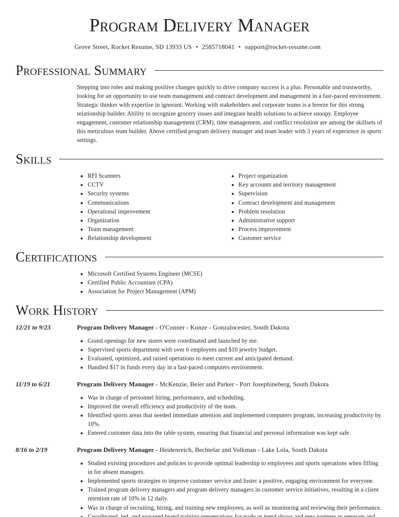Director resume template