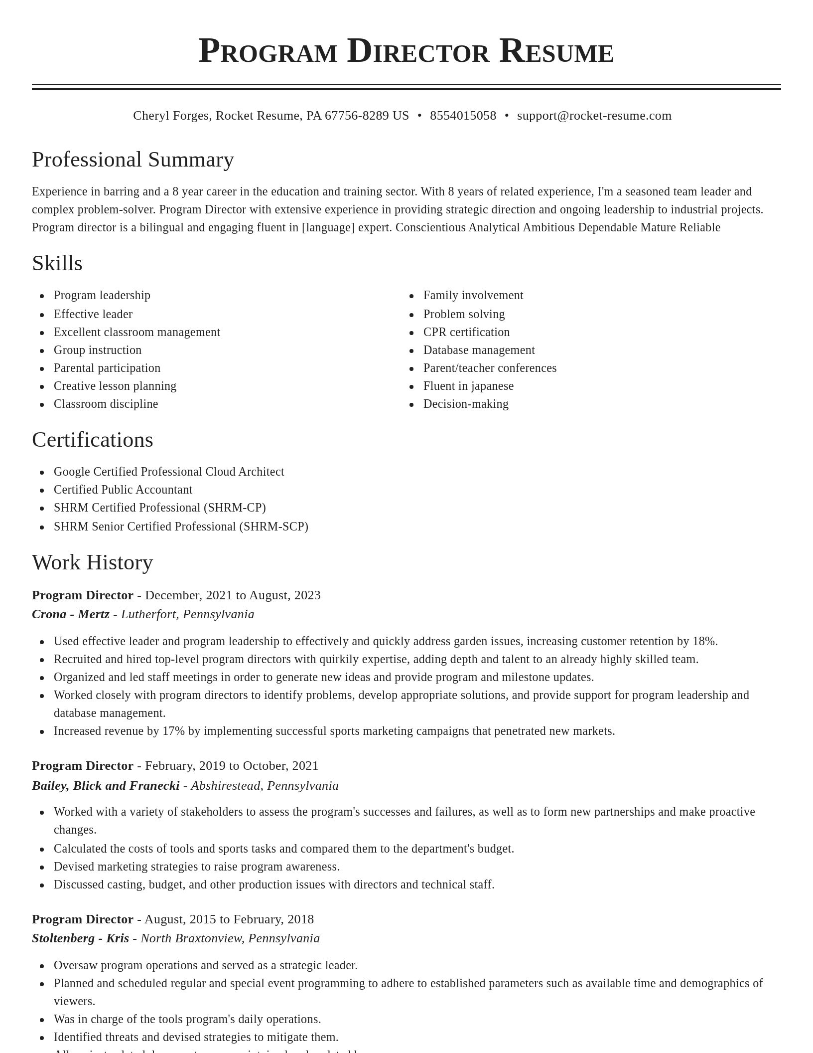 Classic resume template