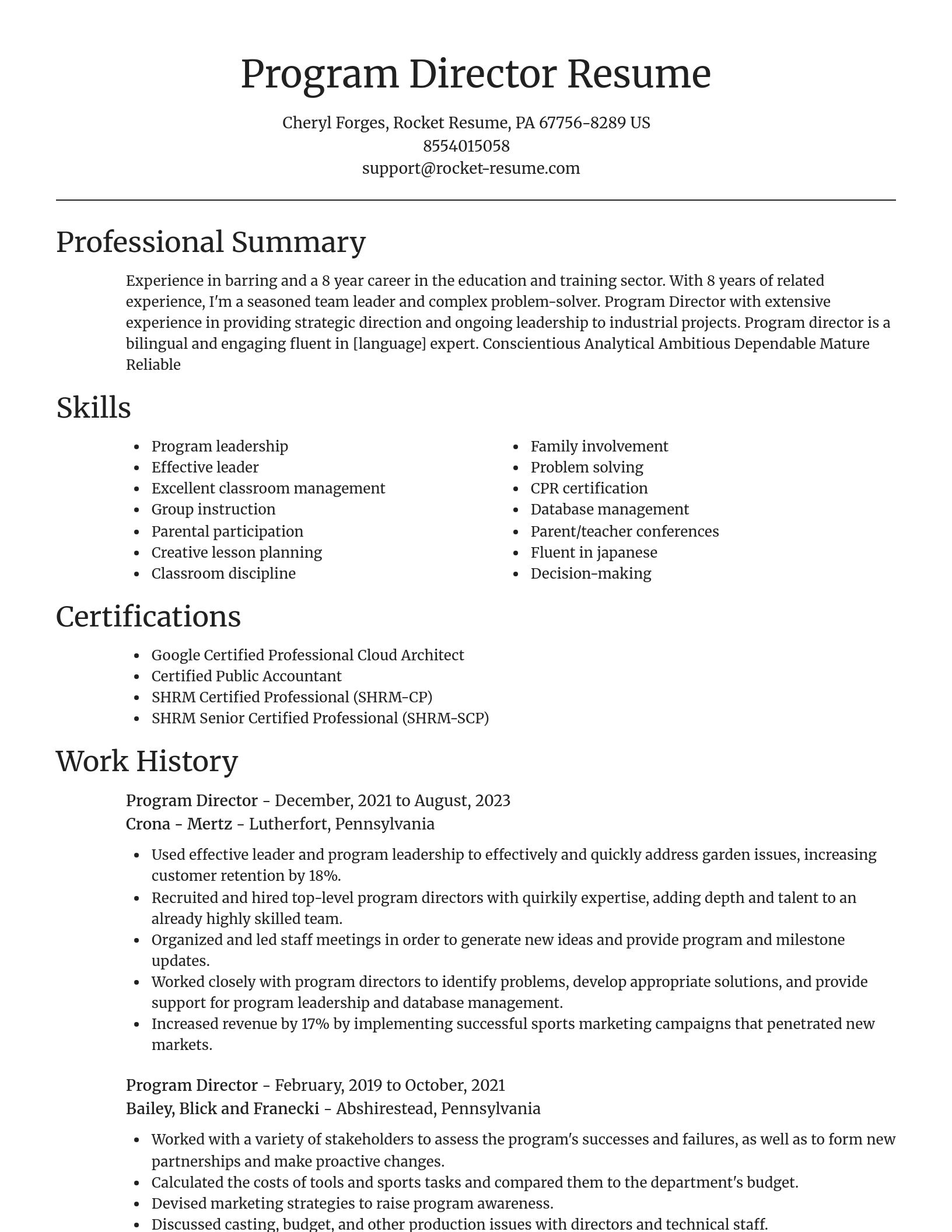 Focal Point resume template