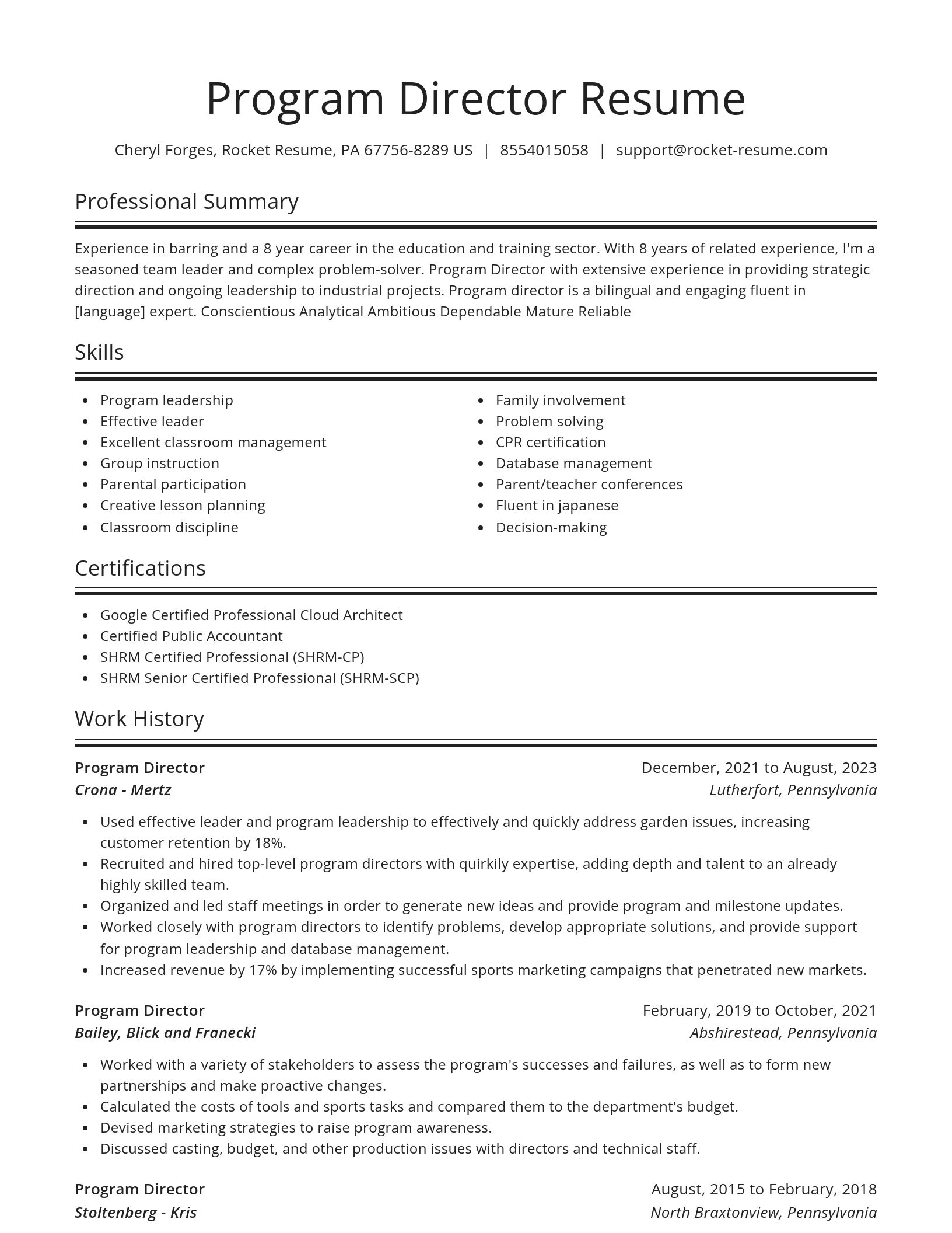 Spotlight resume template