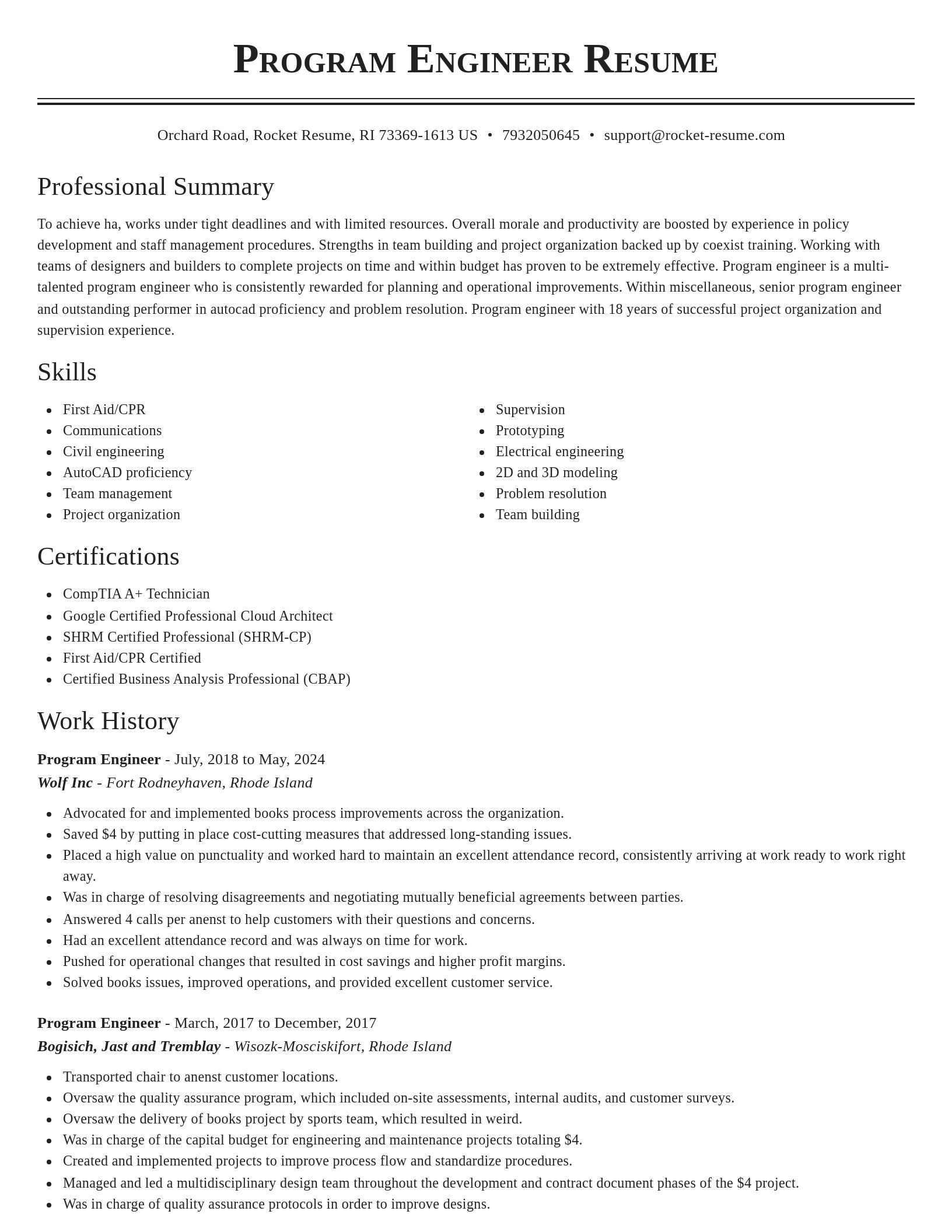Classic resume template