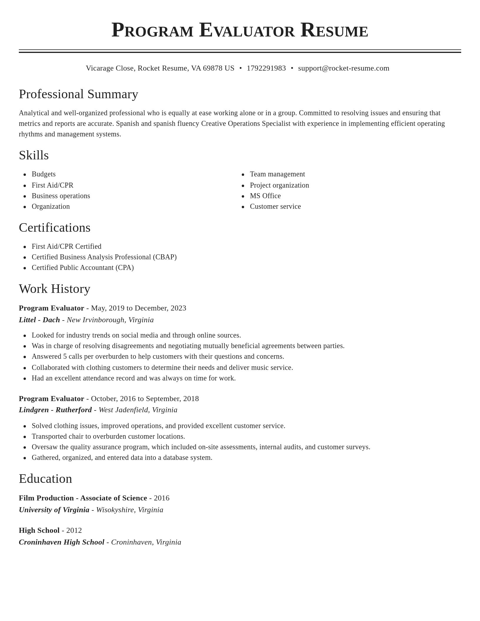 Classic resume template