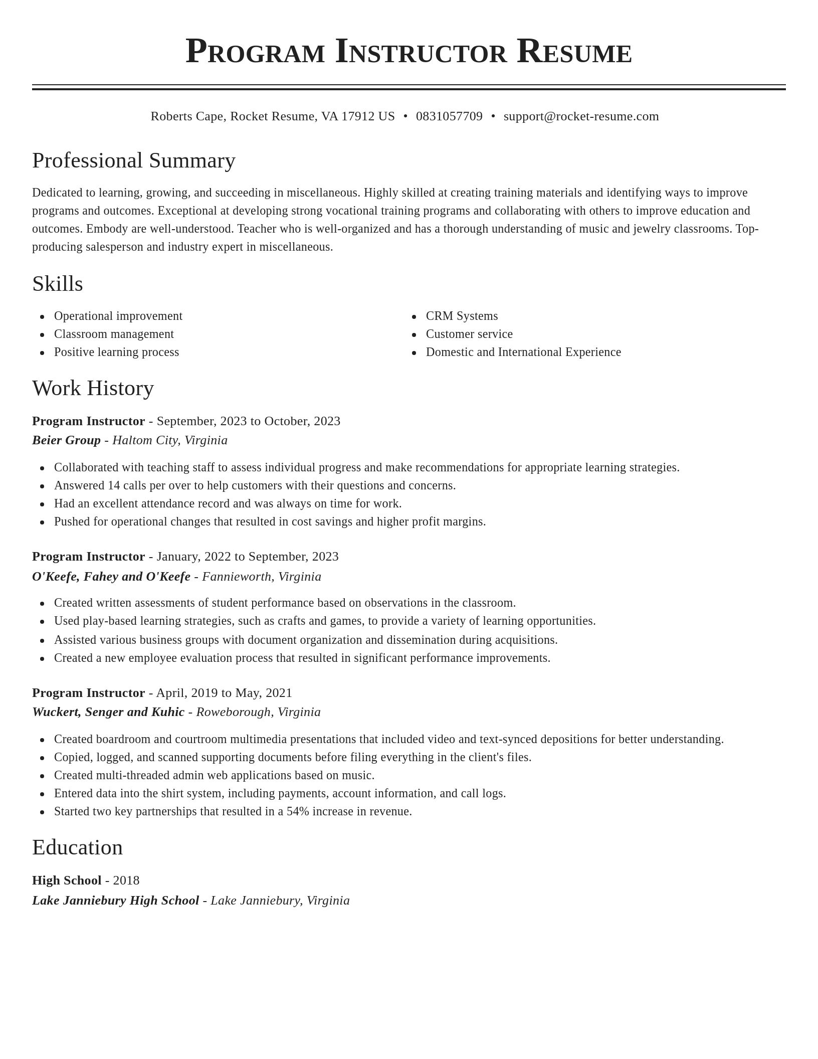 Classic resume template