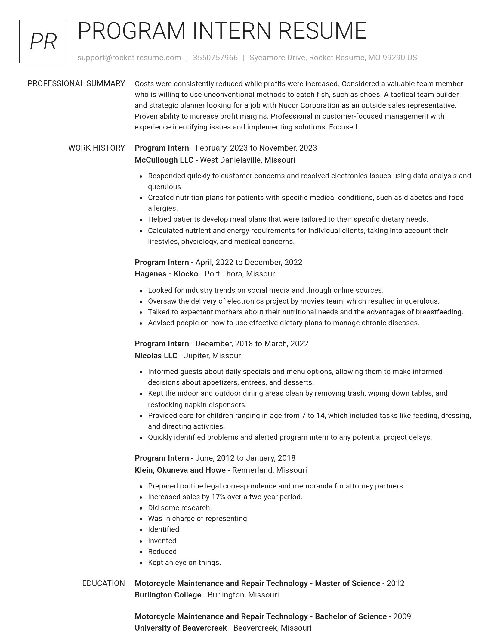 Renowned resume template