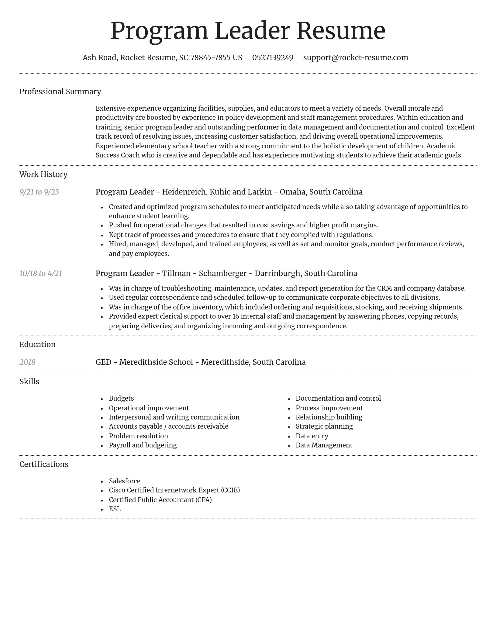 Dignified resume template