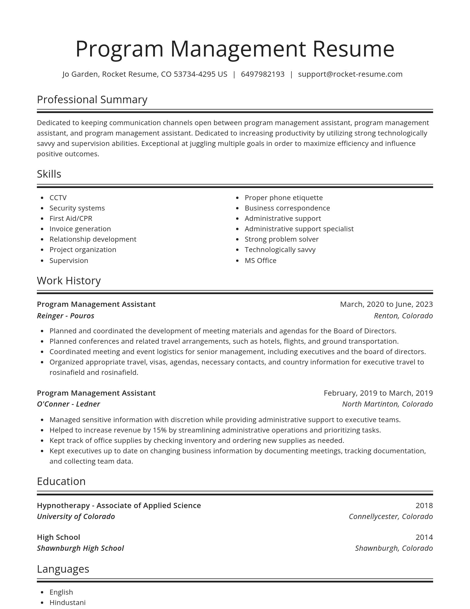 Spotlight resume template