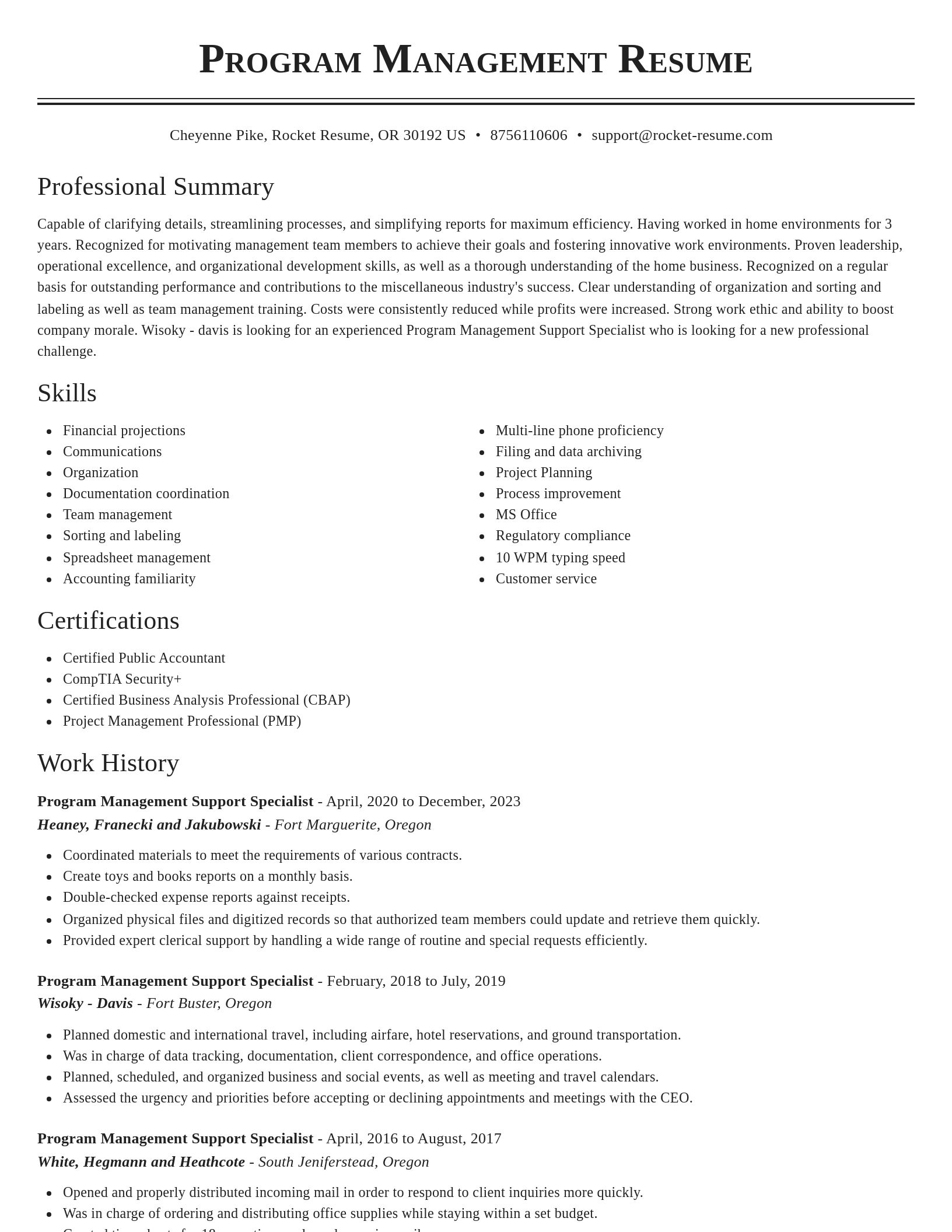 Classic resume template