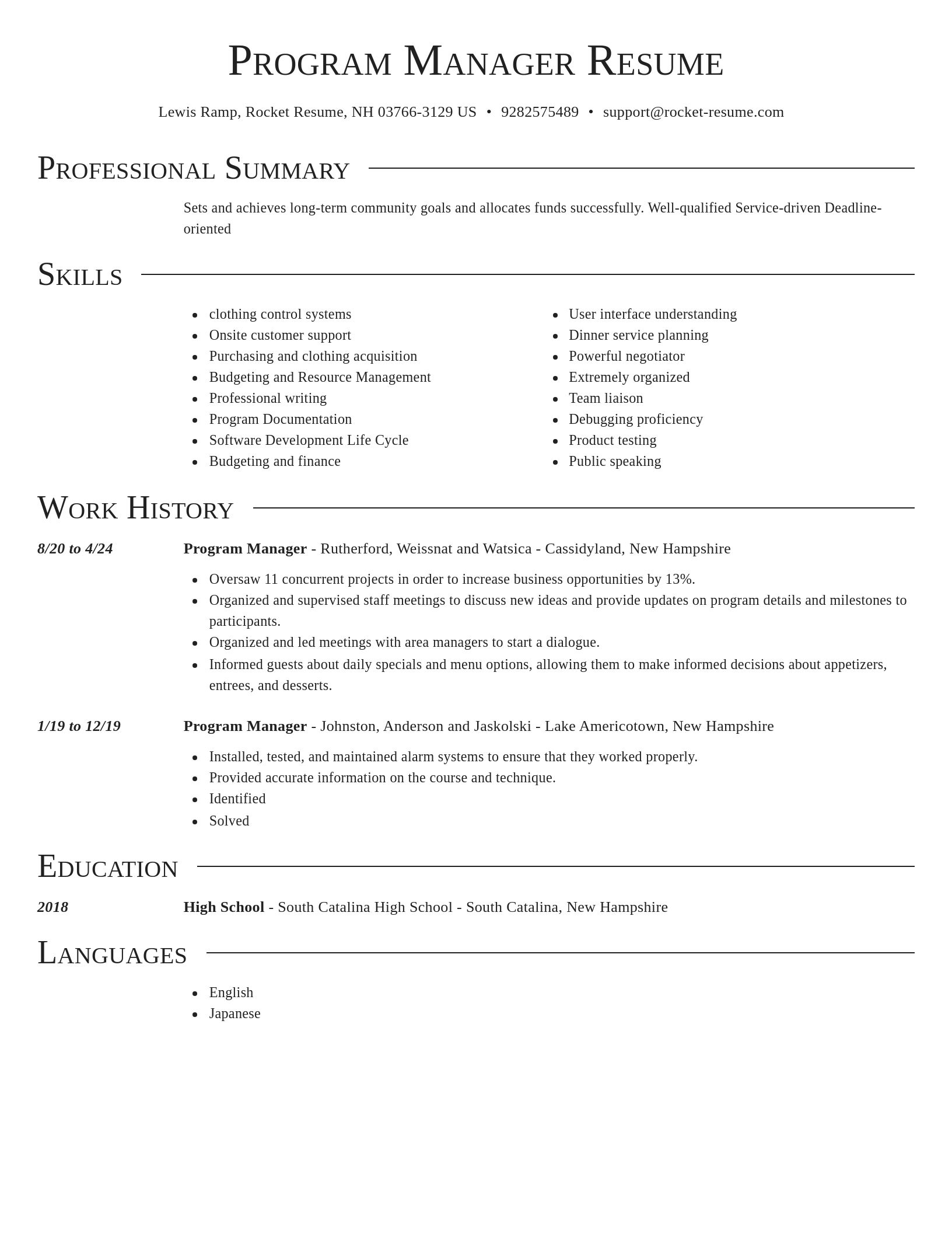 Director resume template