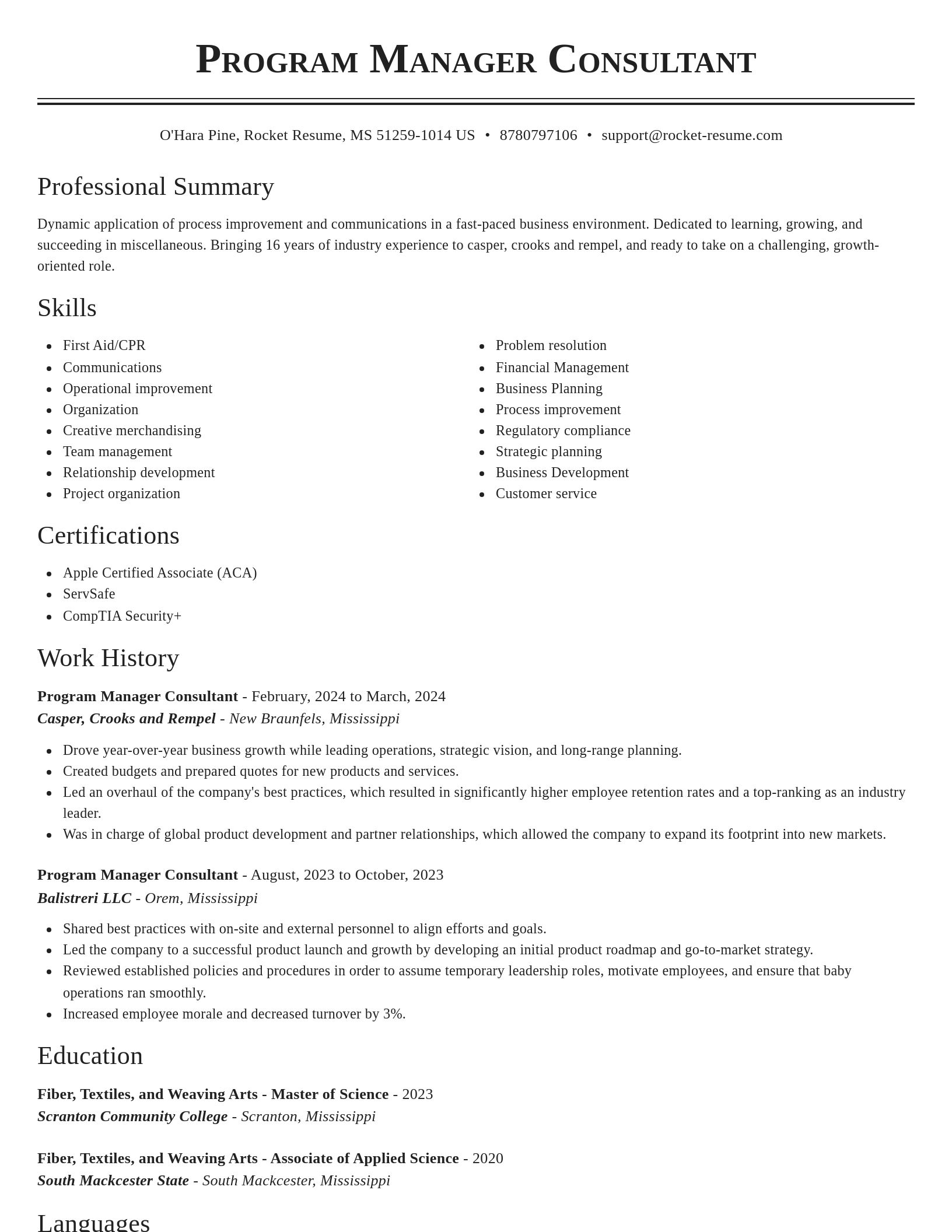 Classic resume template