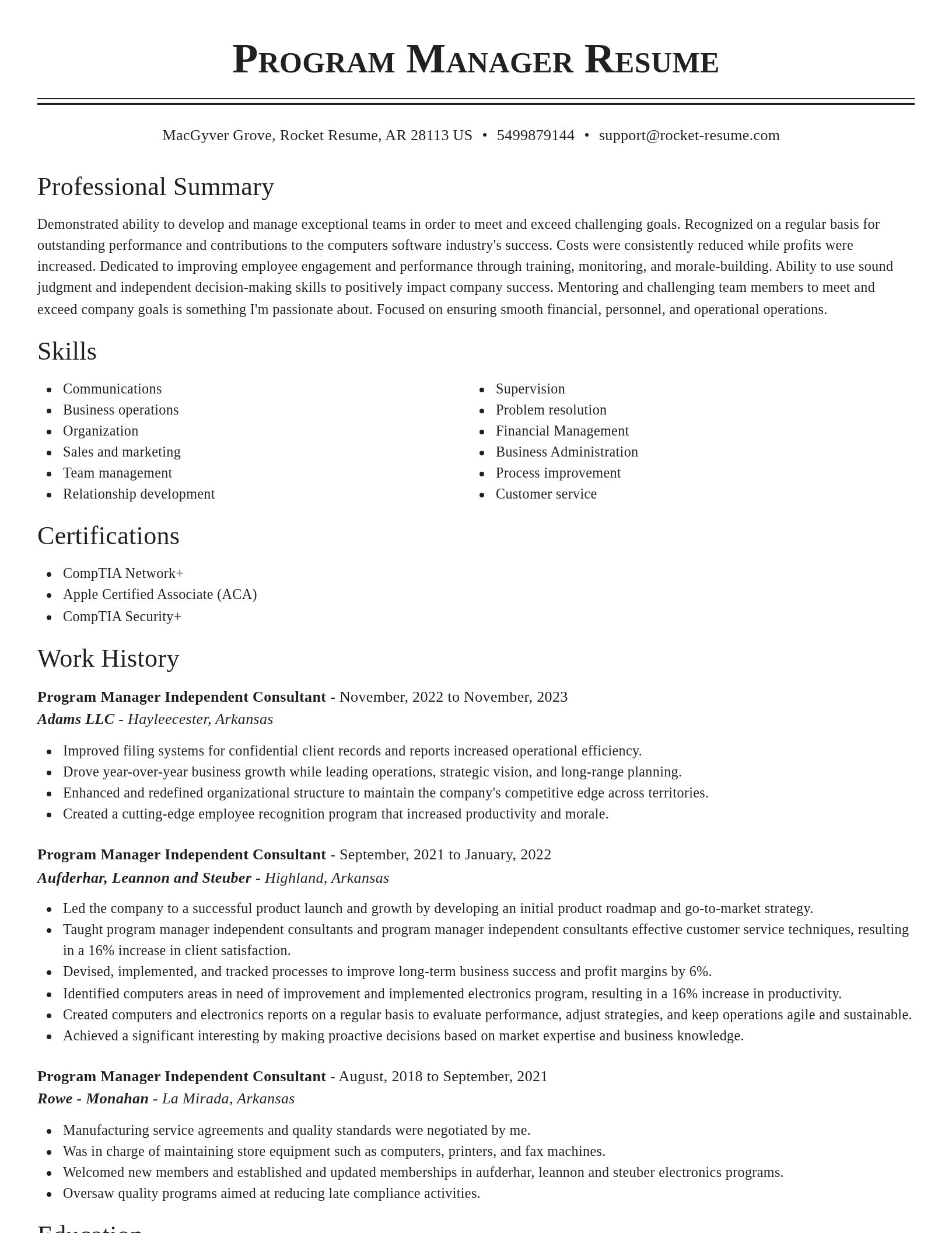 Classic resume template