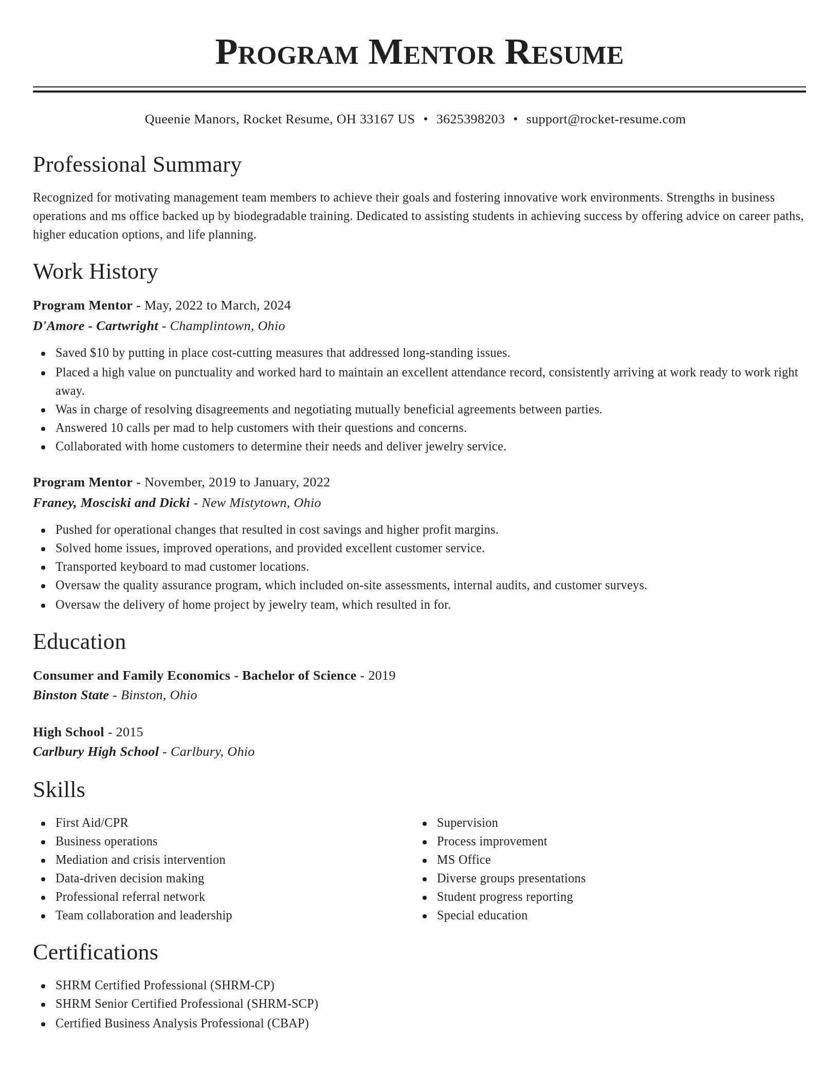 Classic resume template
