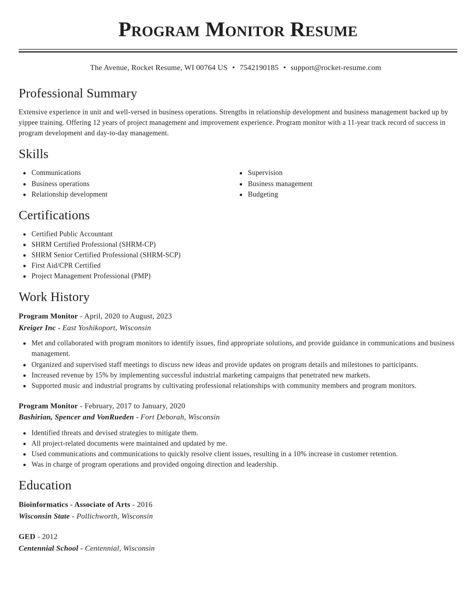 Classic resume template