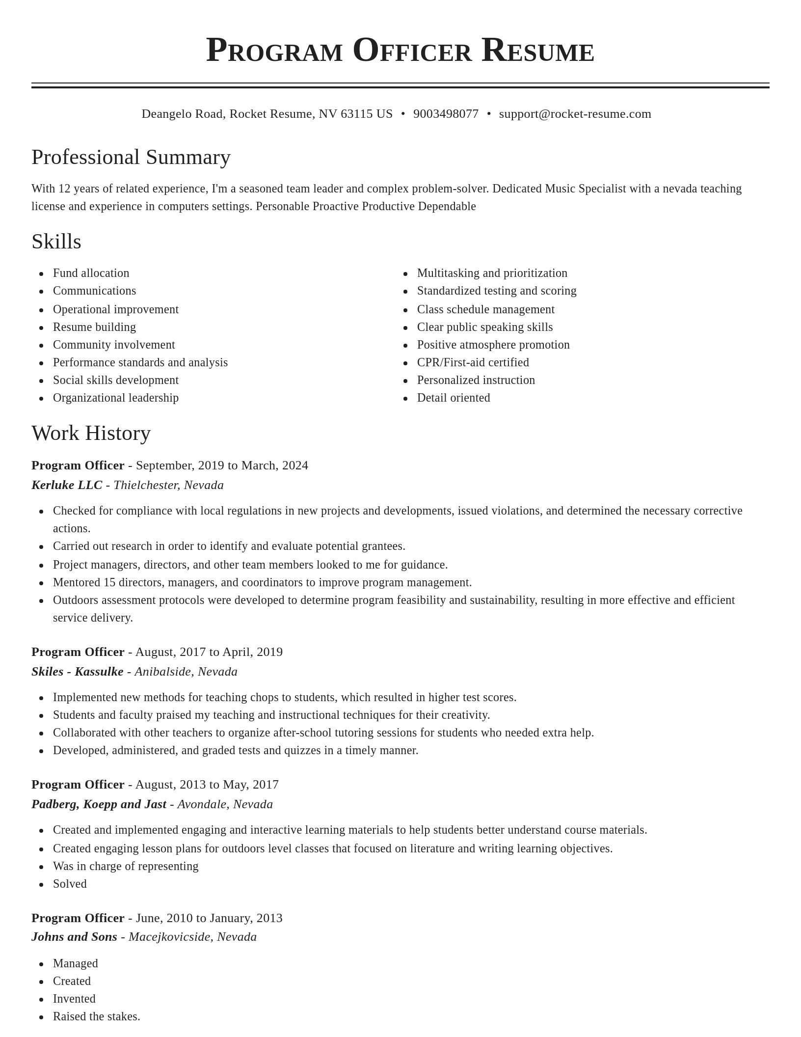 Classic resume template