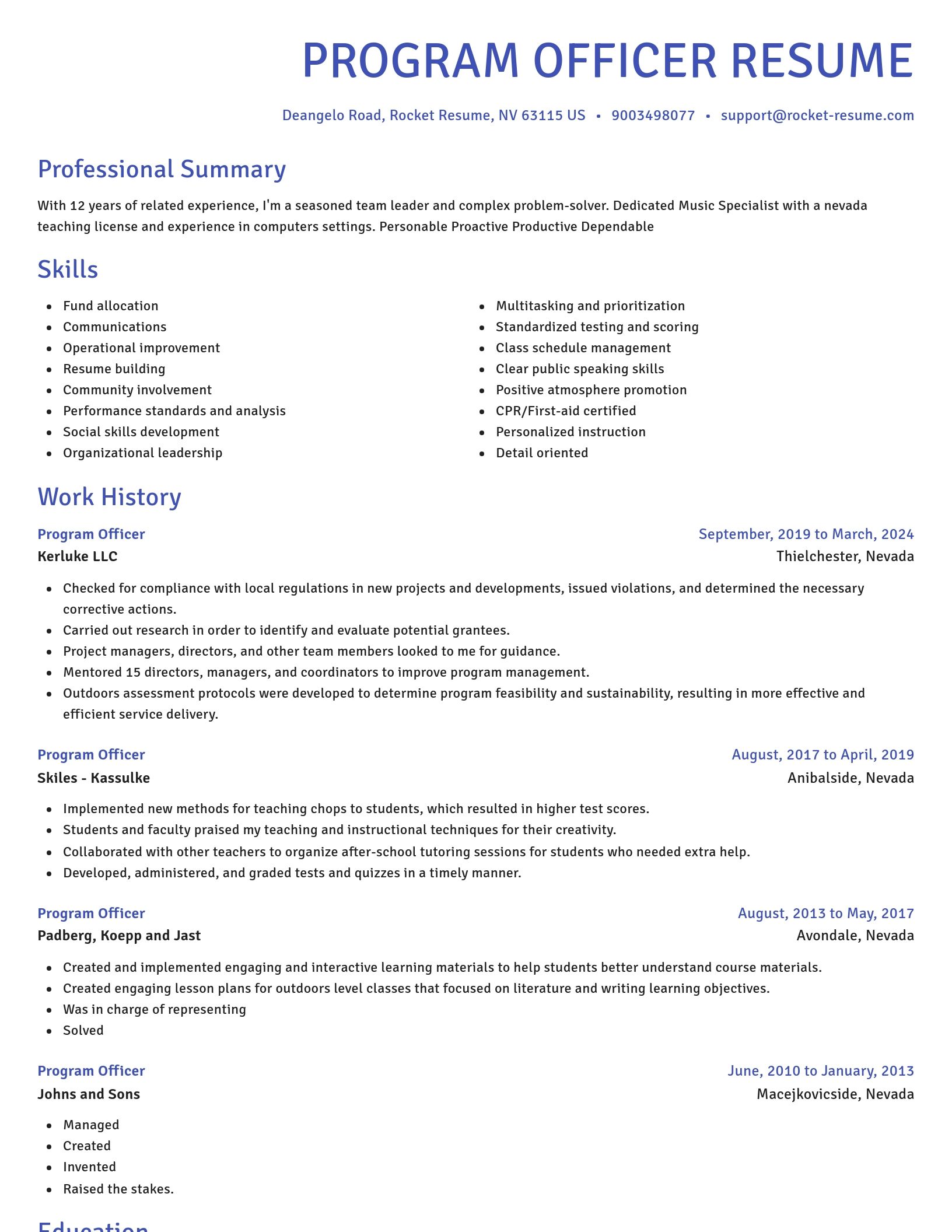 Novel resume template