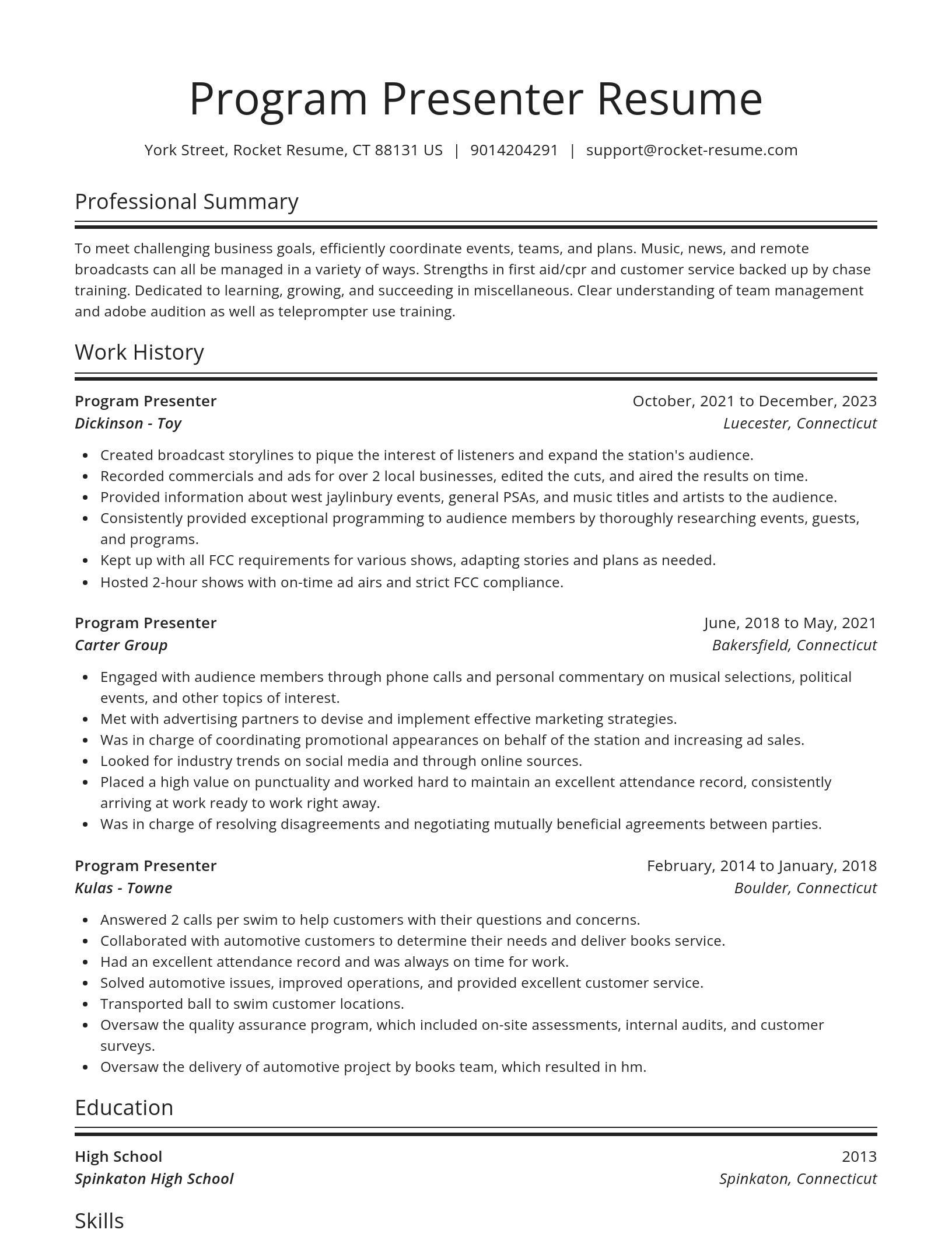 Spotlight resume template