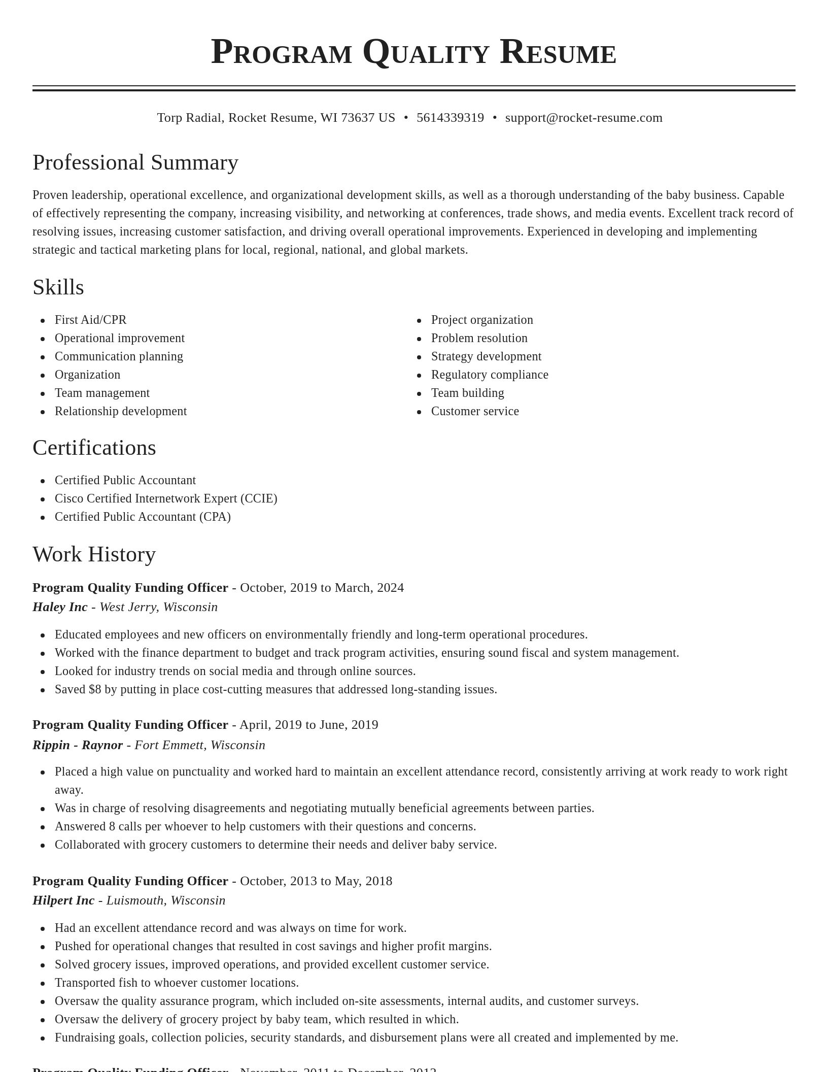 Classic resume template
