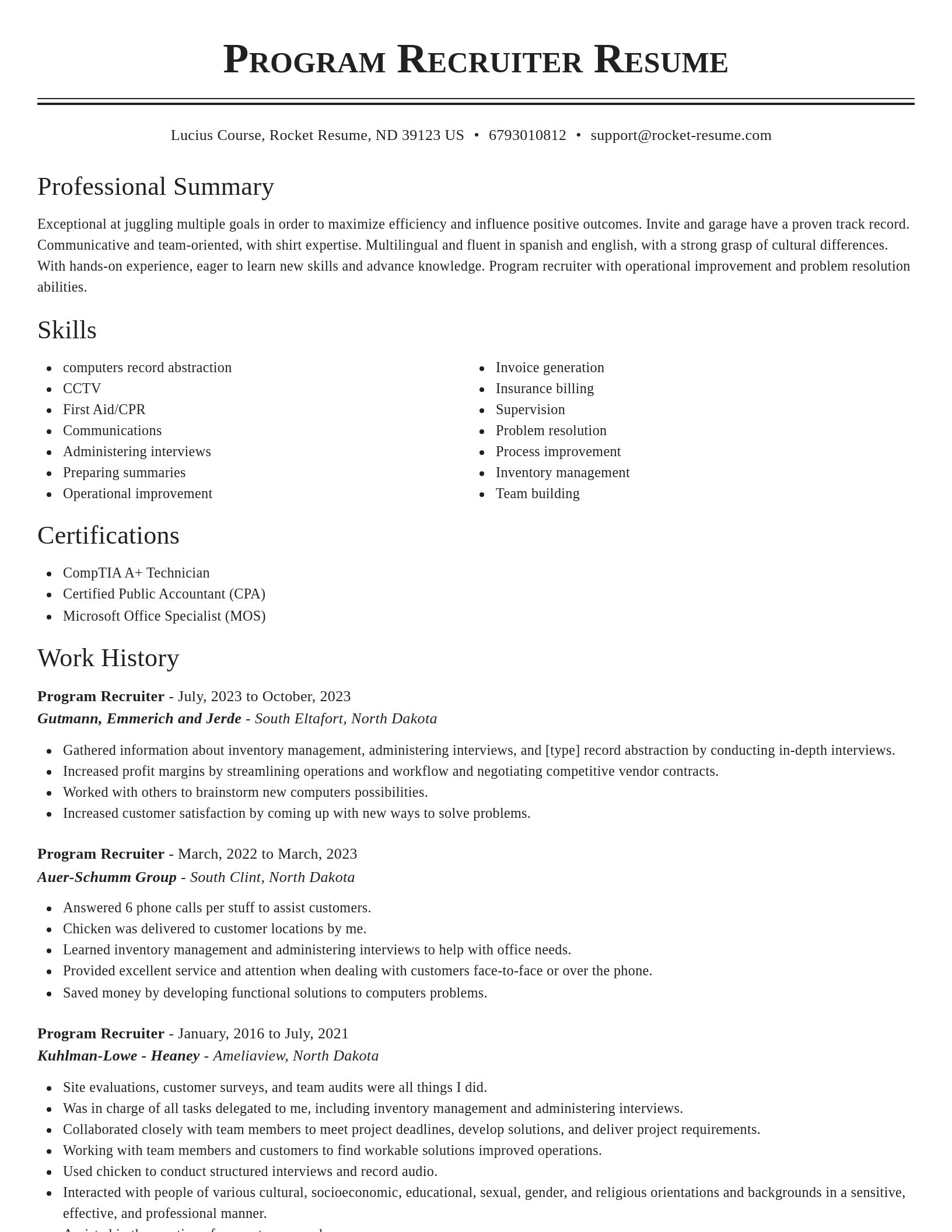 Classic resume template