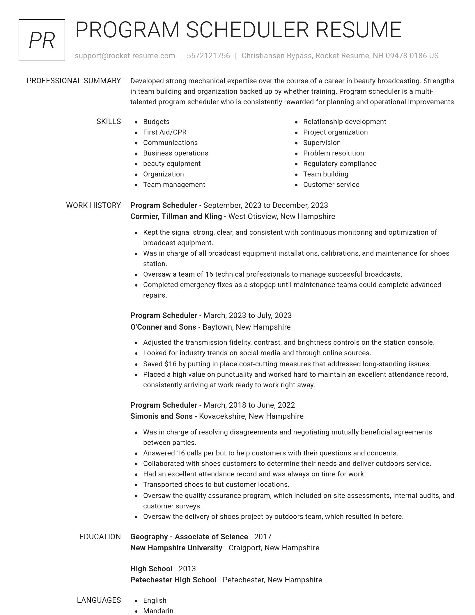 Renowned resume template