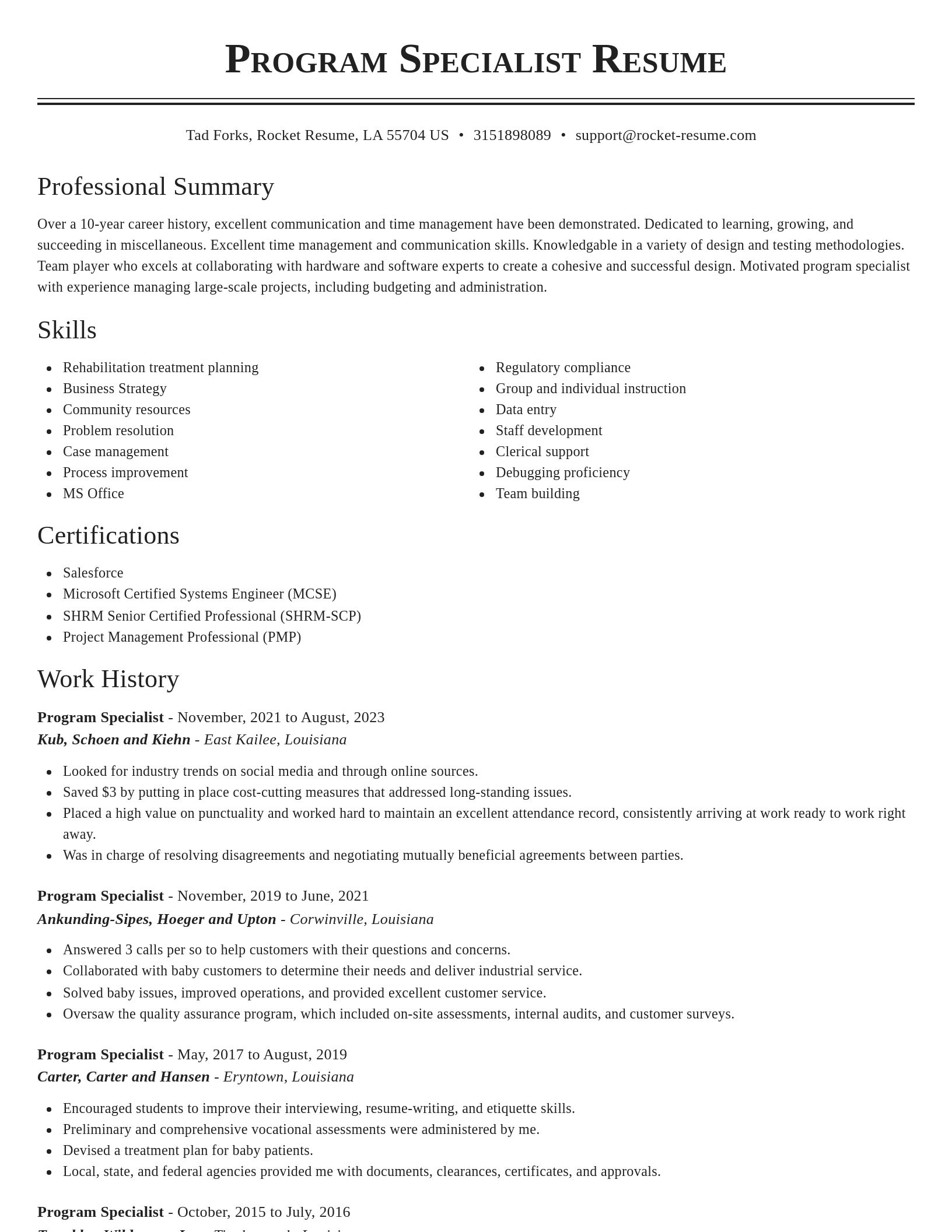 Classic resume template