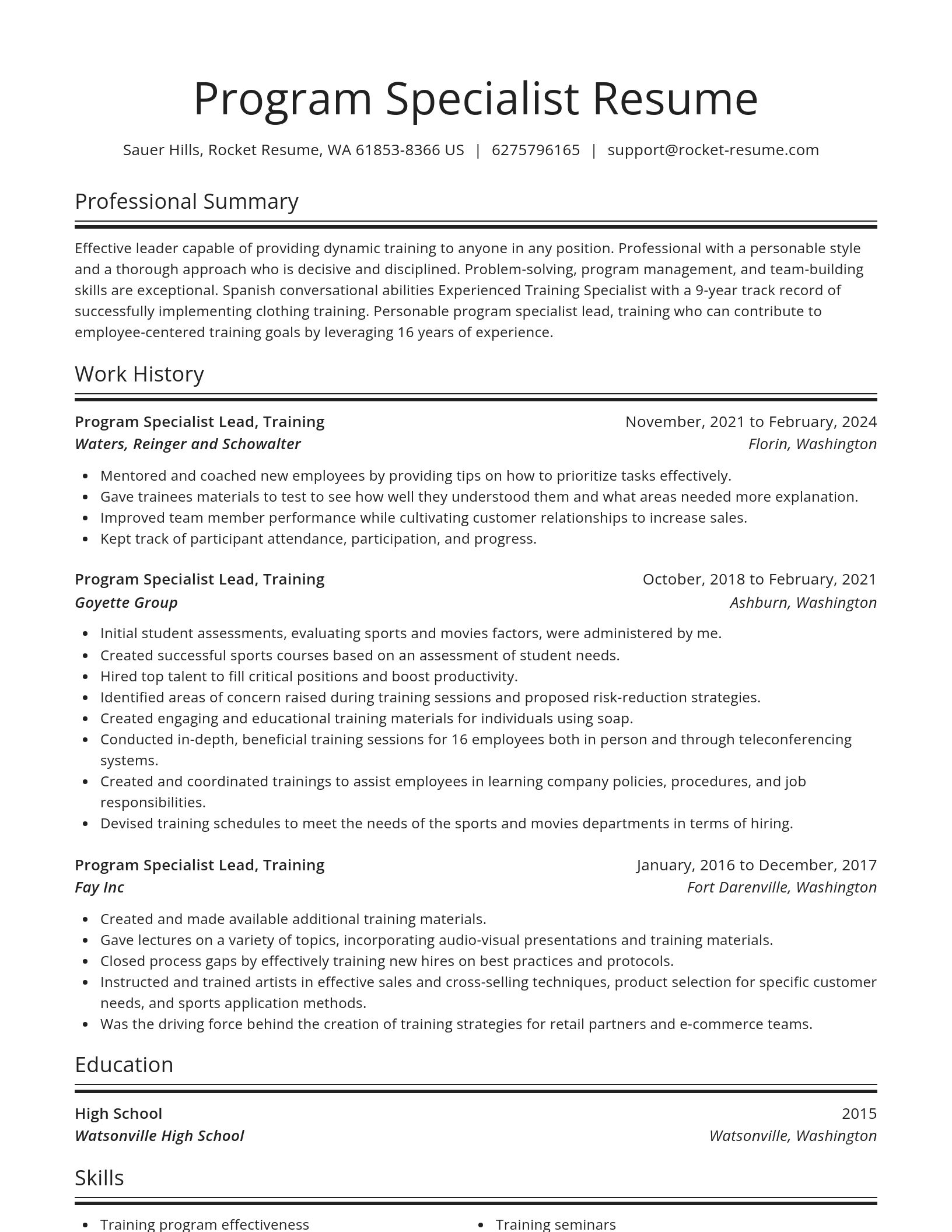 Spotlight resume template