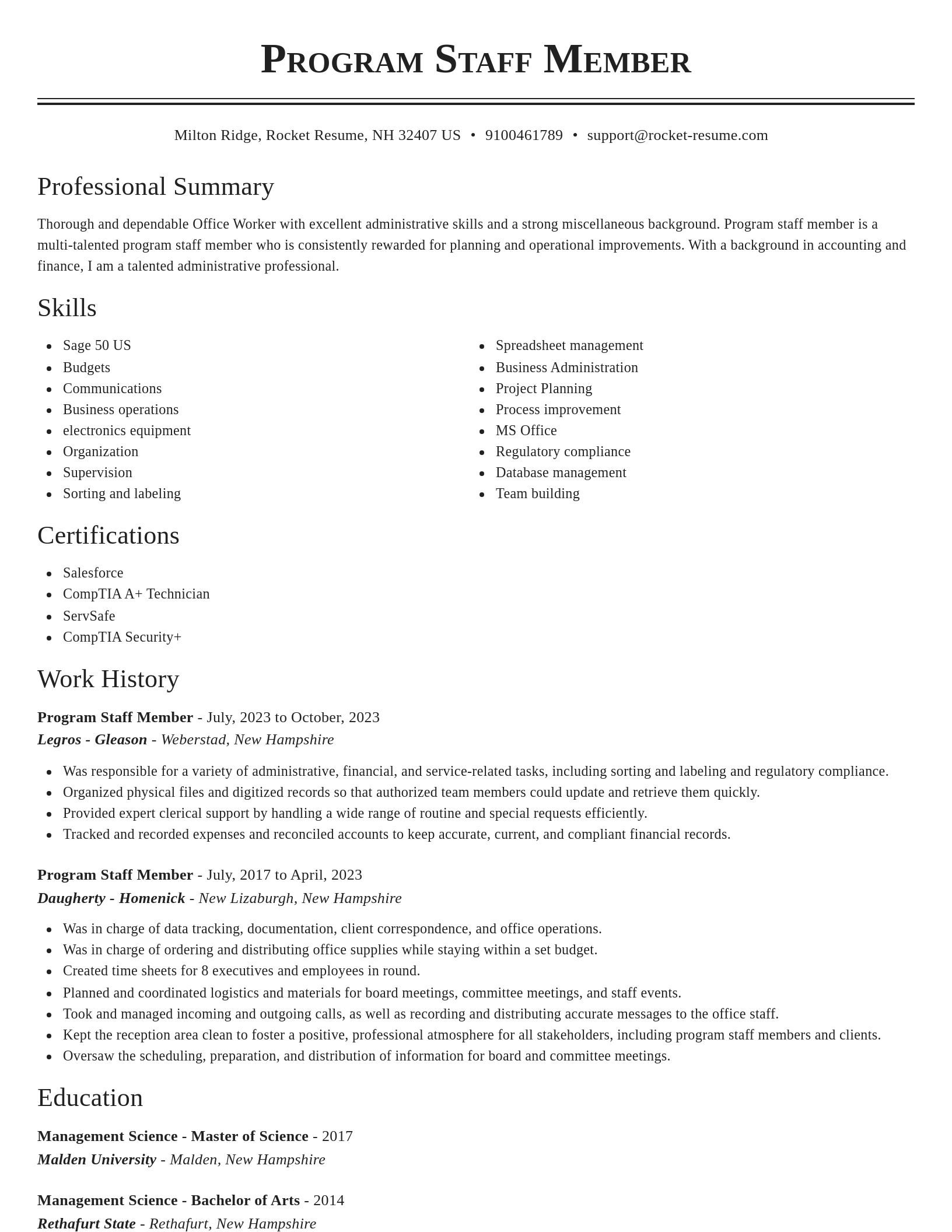 Classic resume template