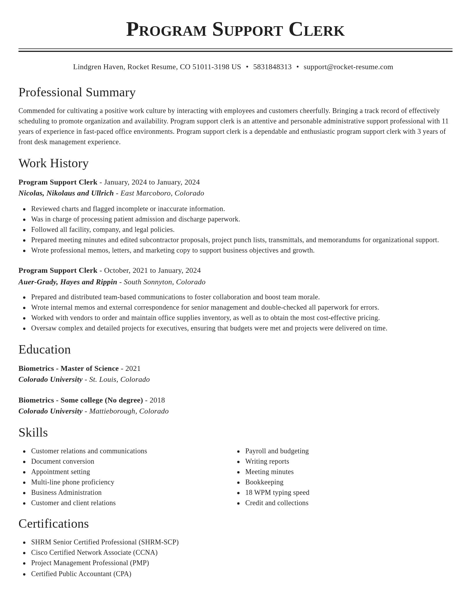 Classic resume template