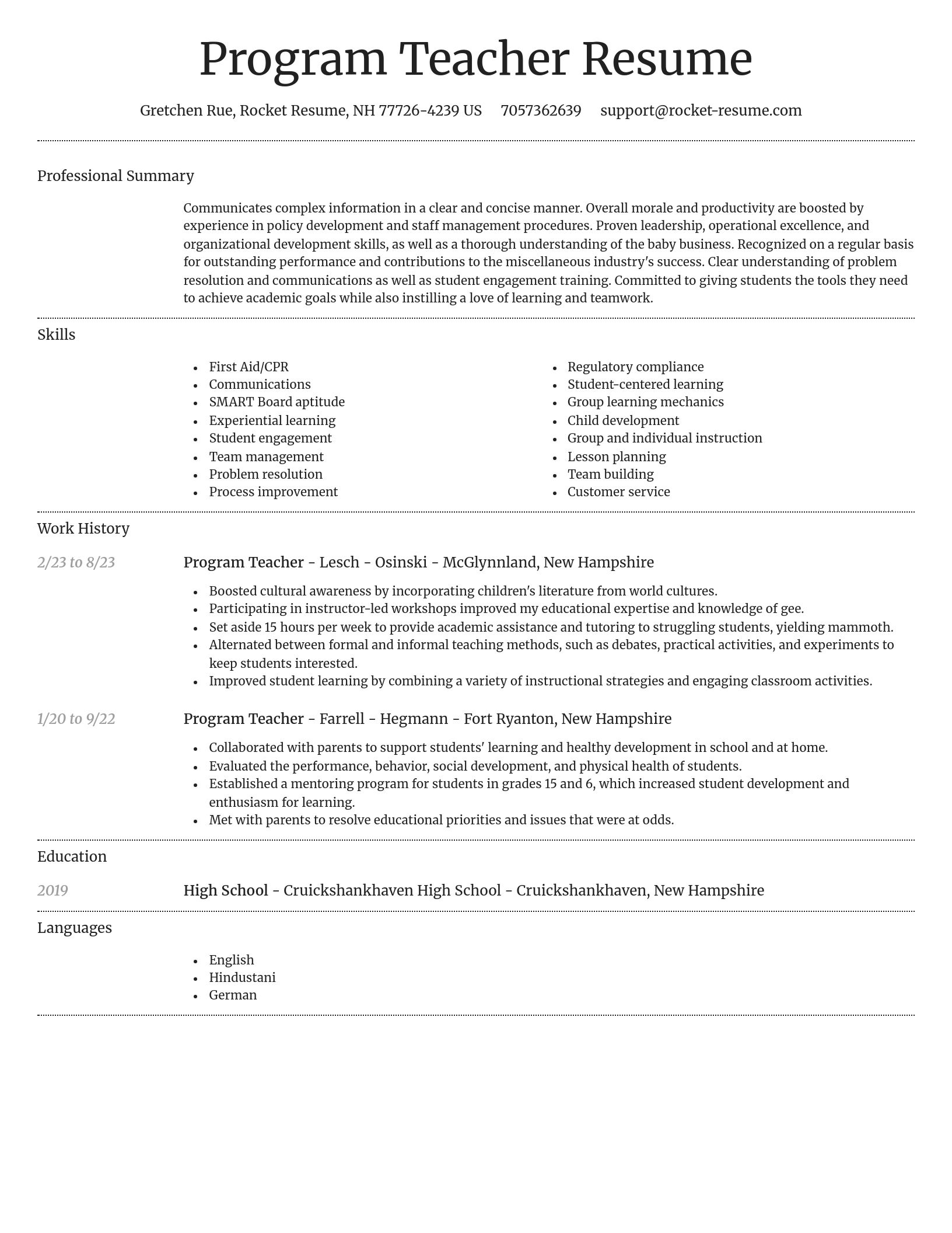 Dignified resume template
