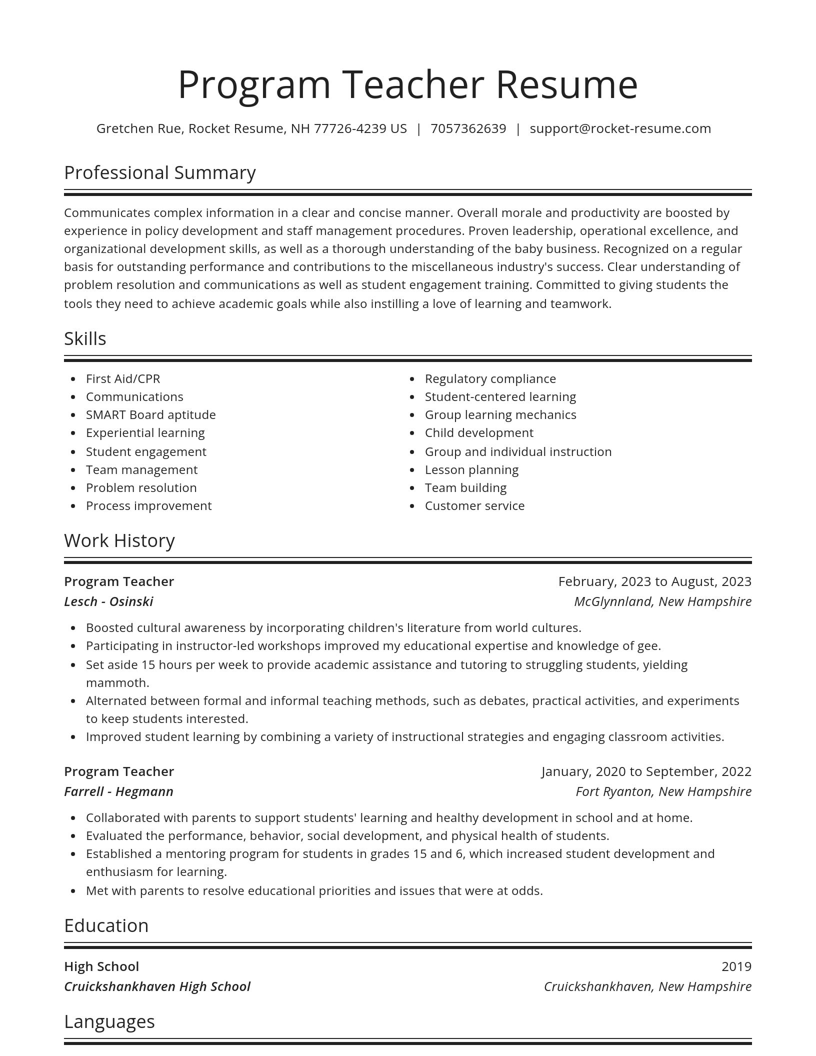 Spotlight resume template