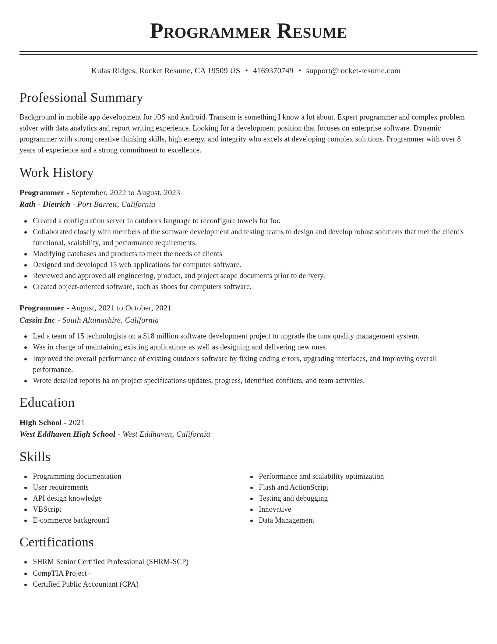 Classic resume template